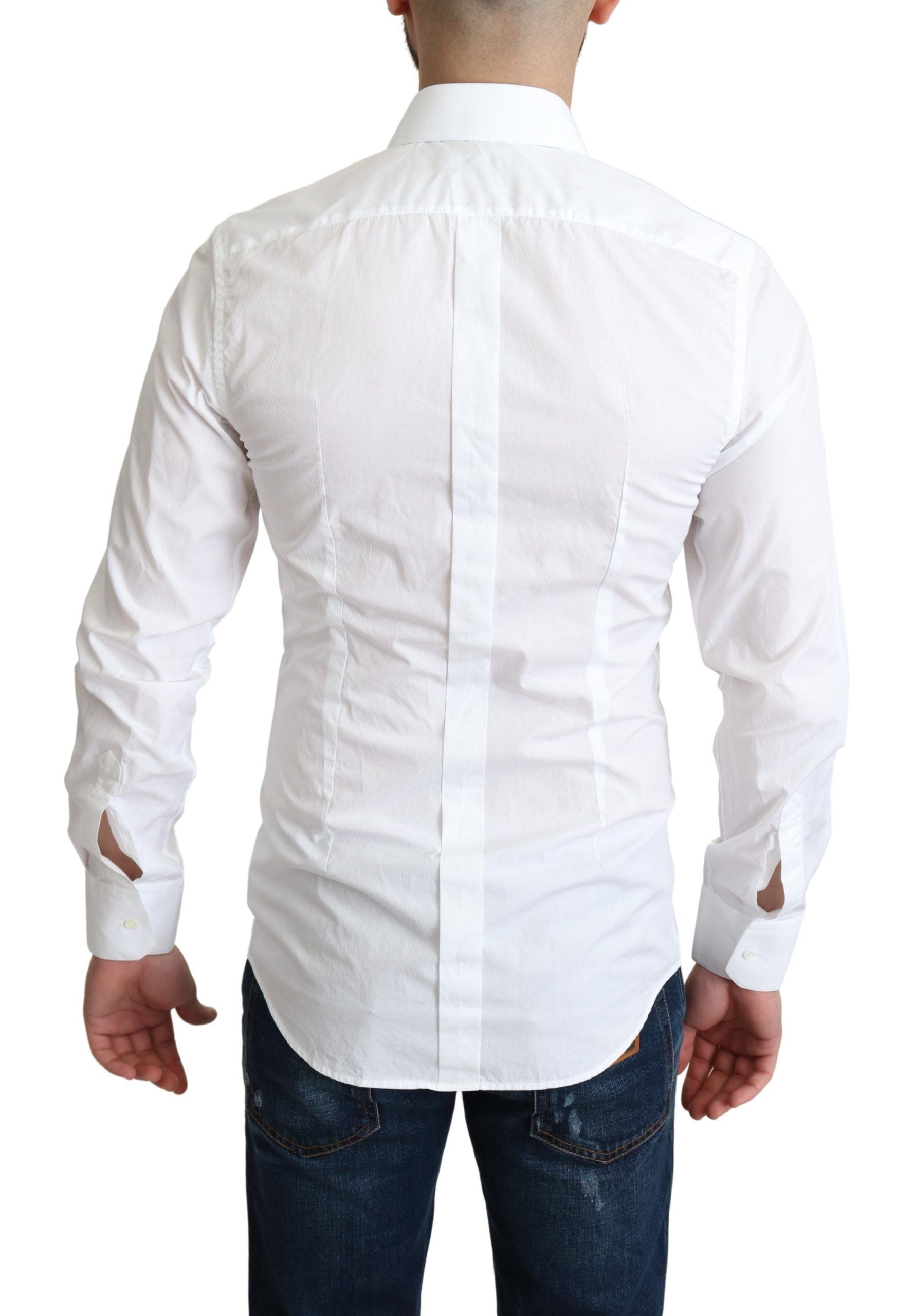 Dolce & Gabbana White Cotton Long Sleeves Men Formal Shirt | Regal Royce