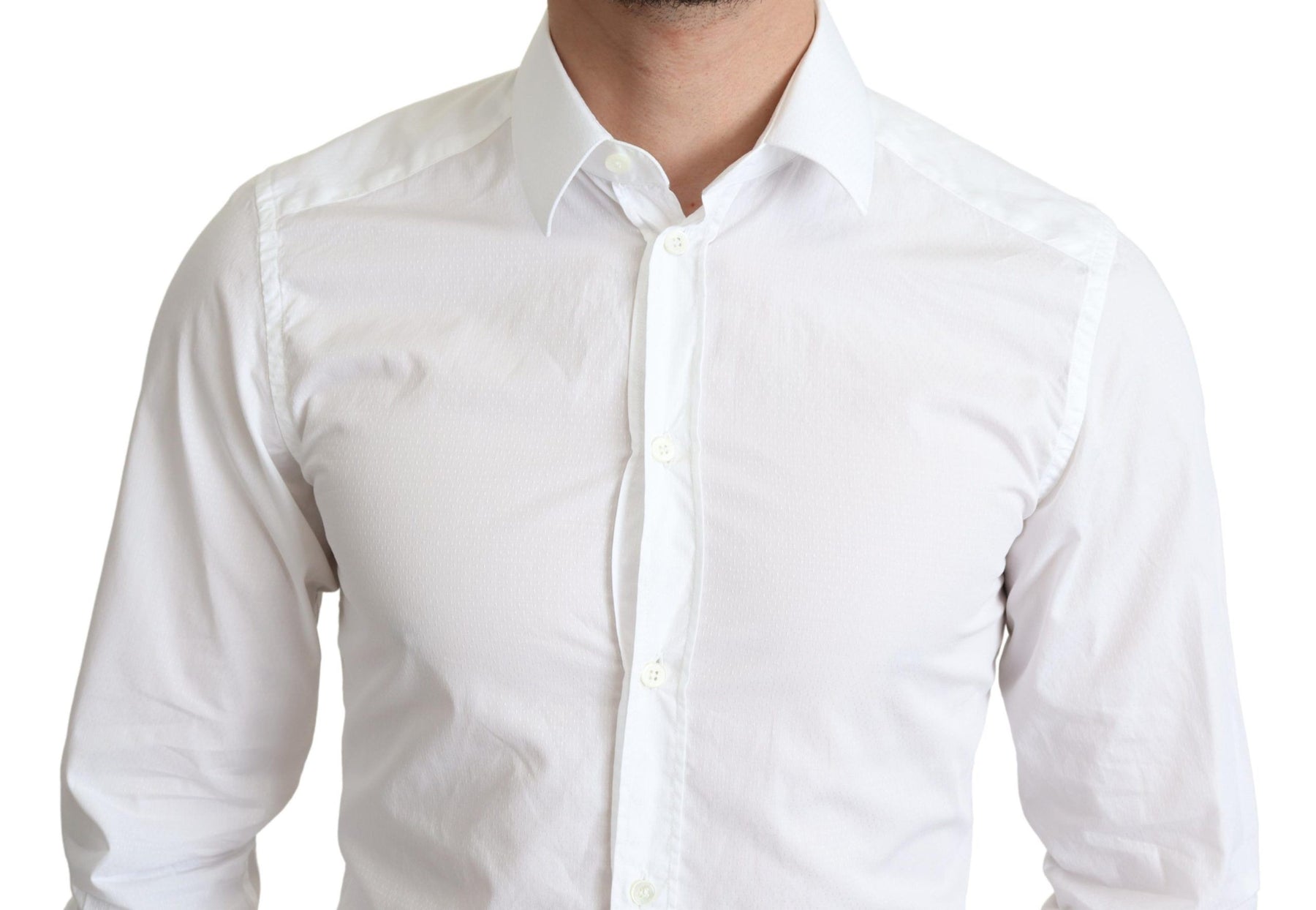 Dolce & Gabbana White Cotton Long Sleeves Men Formal Shirt | Regal Royce