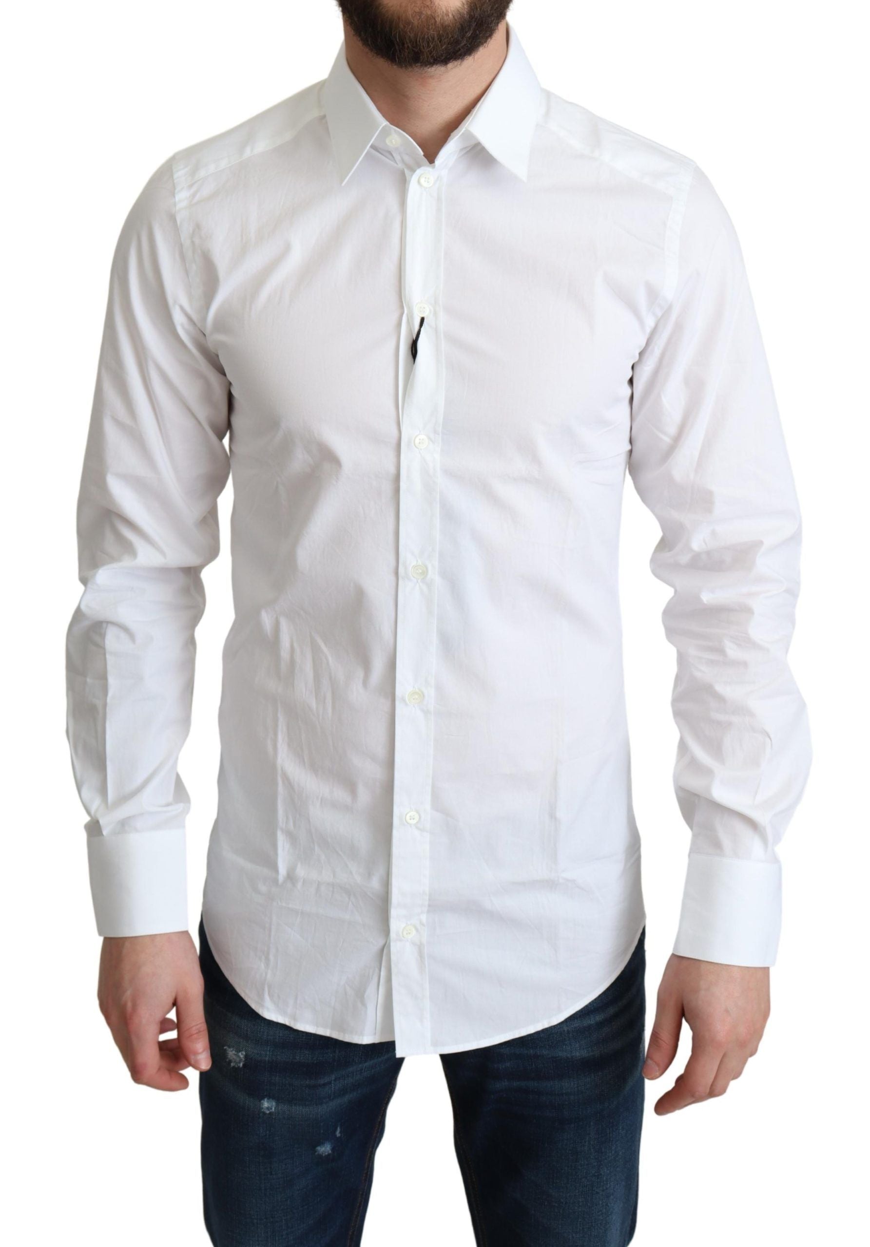 Dolce & Gabbana White Pure Cotton Men Dress Formal Shirt | Regal Royce