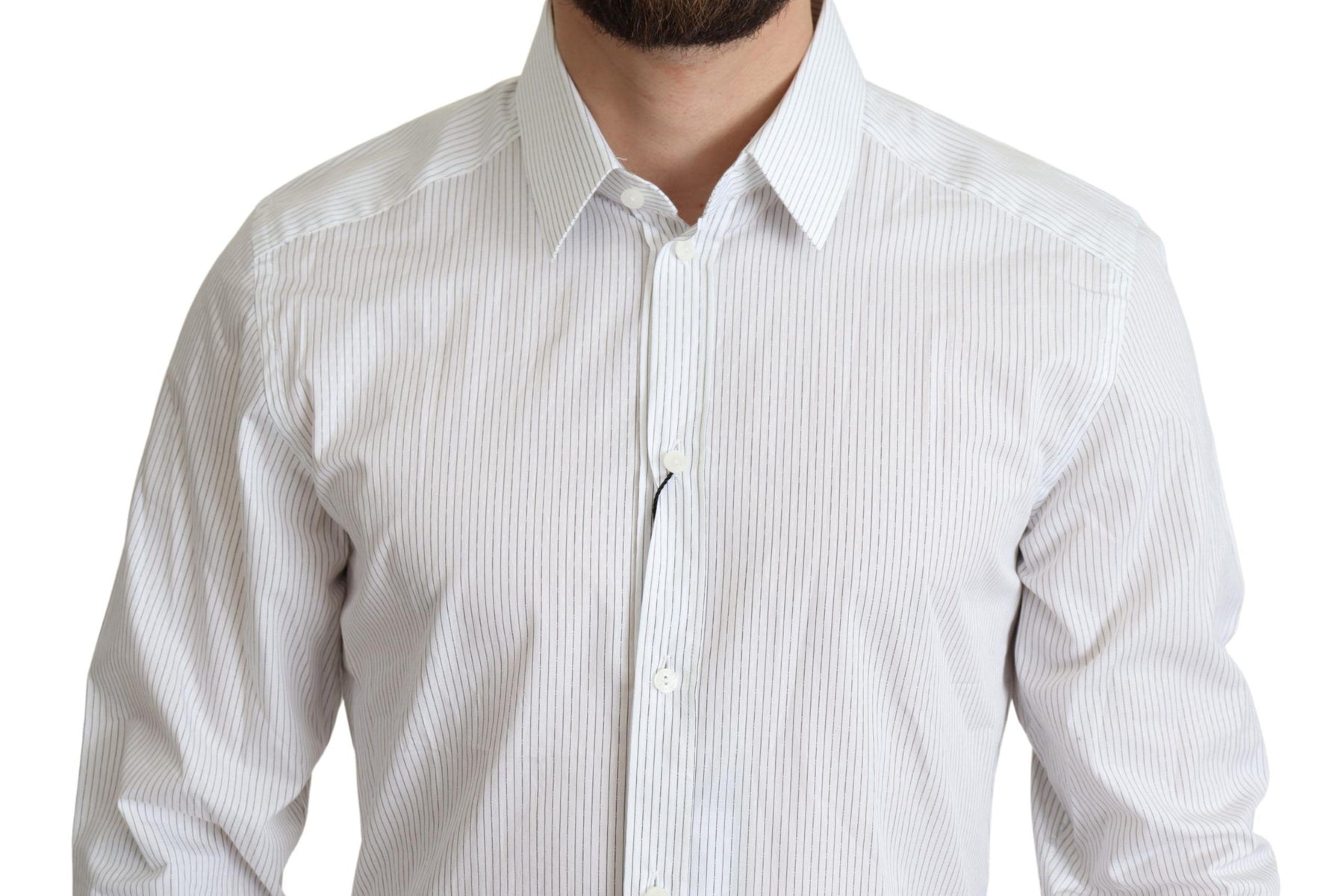 Dolce & Gabbana White Stripes Cotton Formal Dress Shirt | Regal Royce