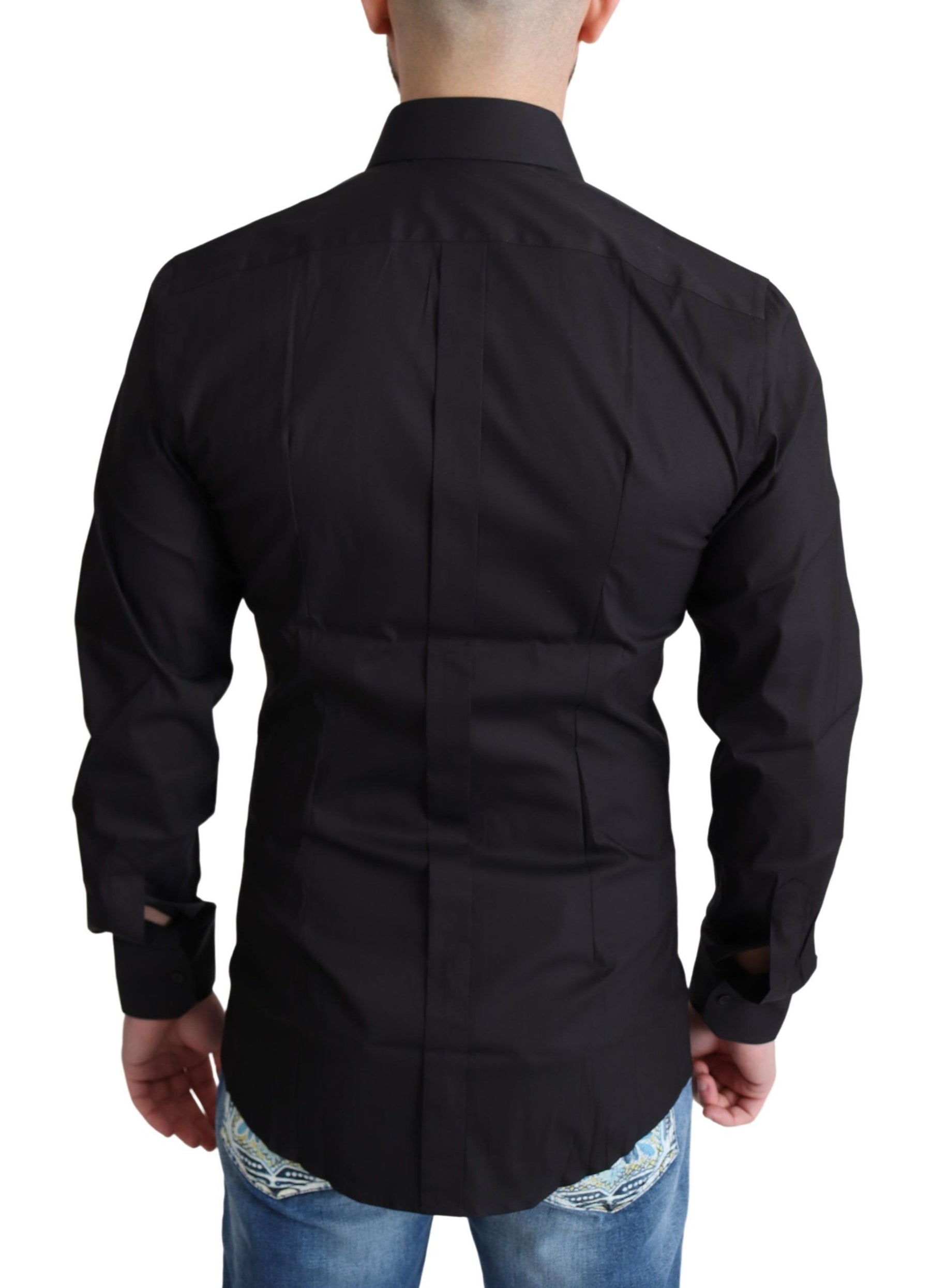 Dolce & Gabbana Black Cotton Blend Formal Dress Shirt | Regal Royce