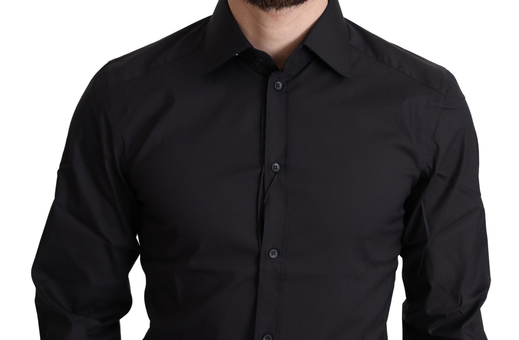 Dolce & Gabbana Black Cotton Blend Formal Dress Shirt | Regal Royce