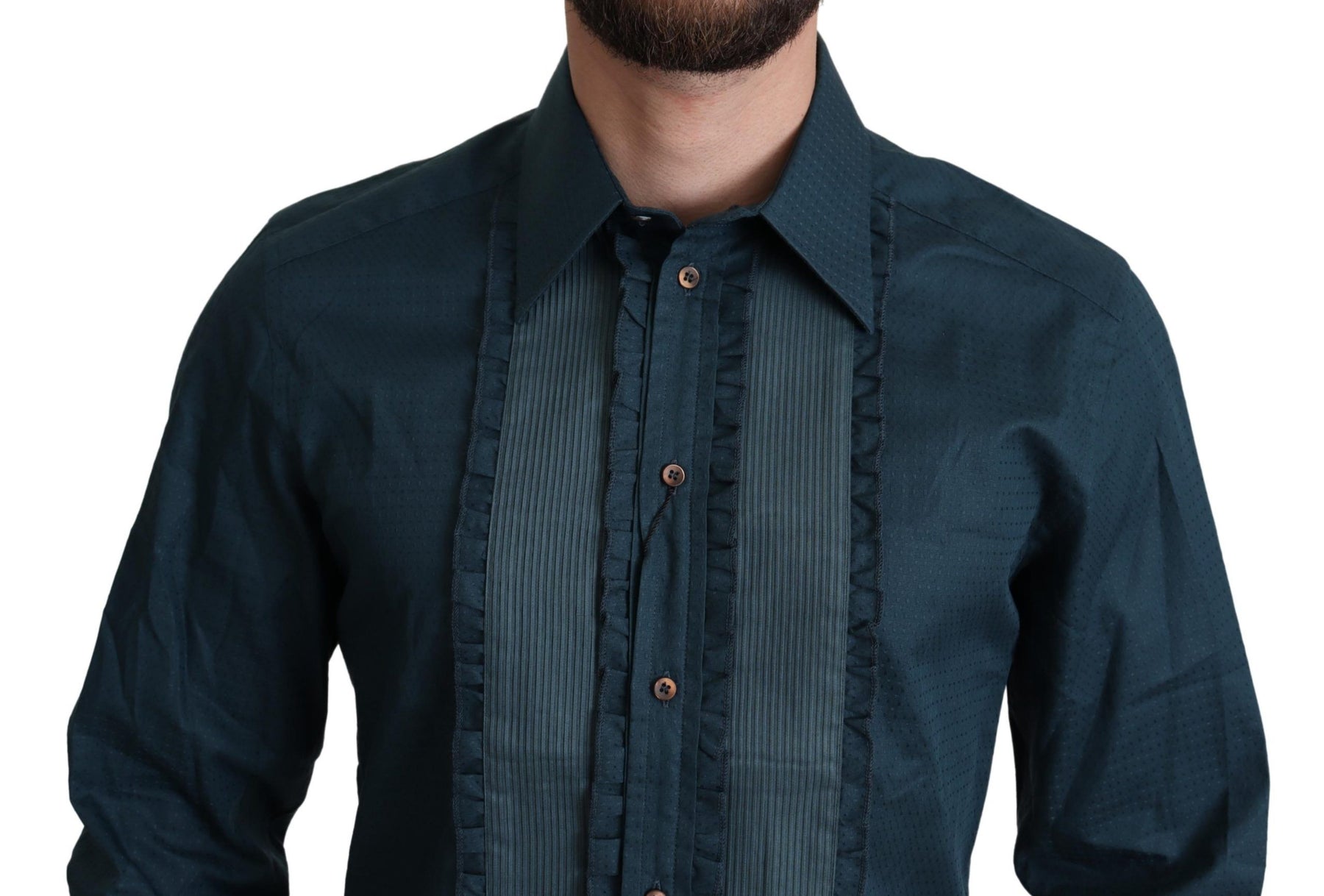 Dolce & Gabbana Blue Placket Cotton Dress Formal Shirt | Regal Royce