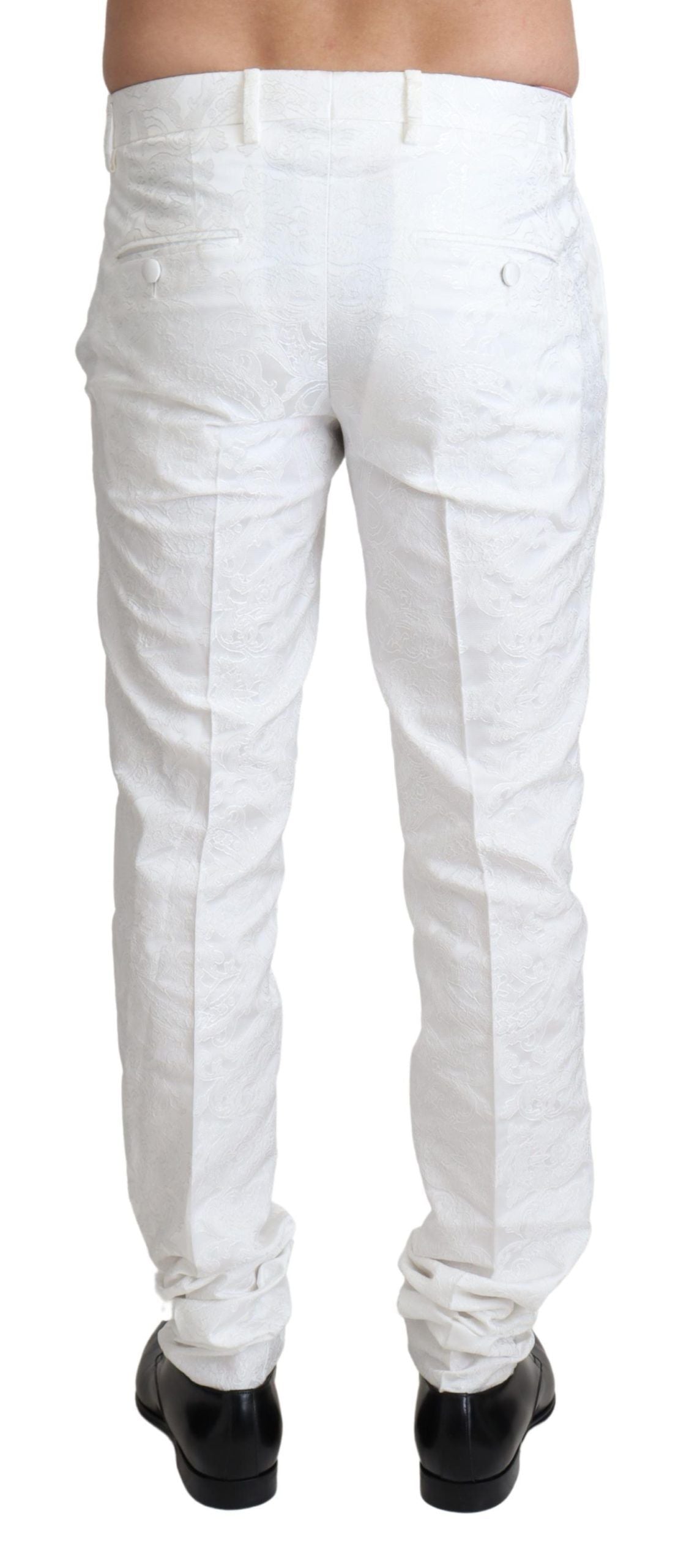 Dolce & Gabbana White Brocade Jaquard Dress Trouser Pants | Regal Royce