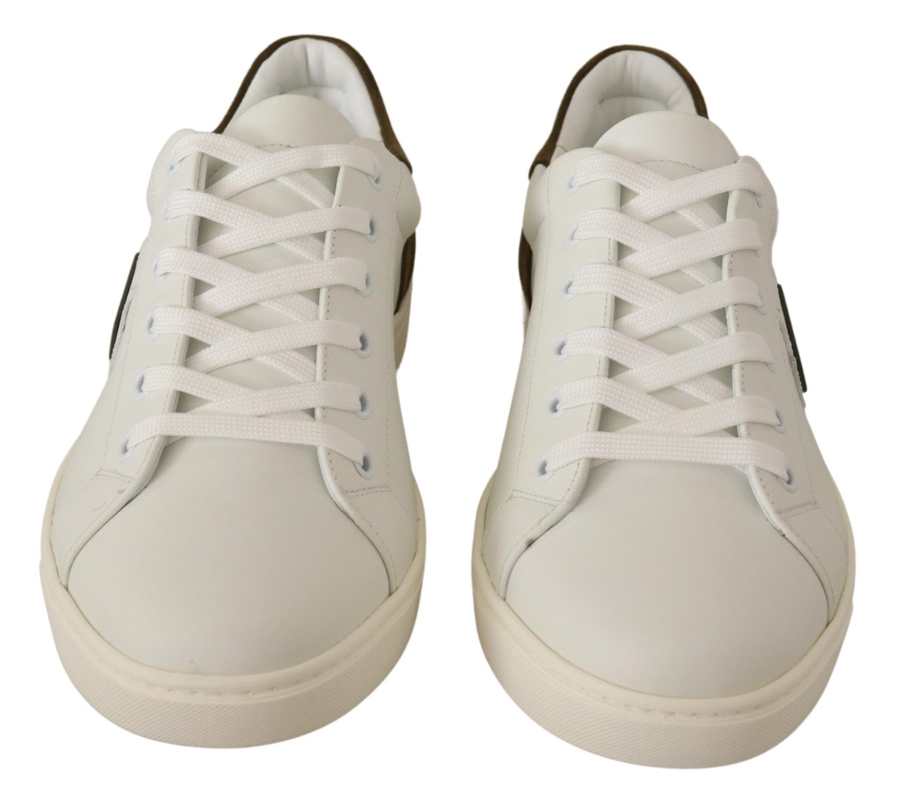 Dolce & Gabbana White Suede Leather Mens Low Tops Sneakers | Regal Royce