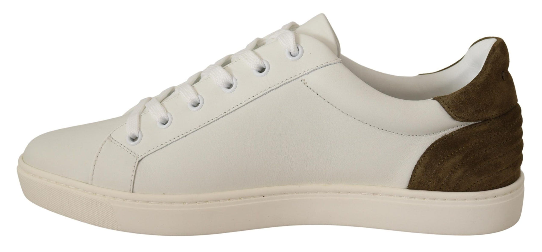 Dolce & Gabbana White Suede Leather Mens Low Tops Sneakers | Regal Royce