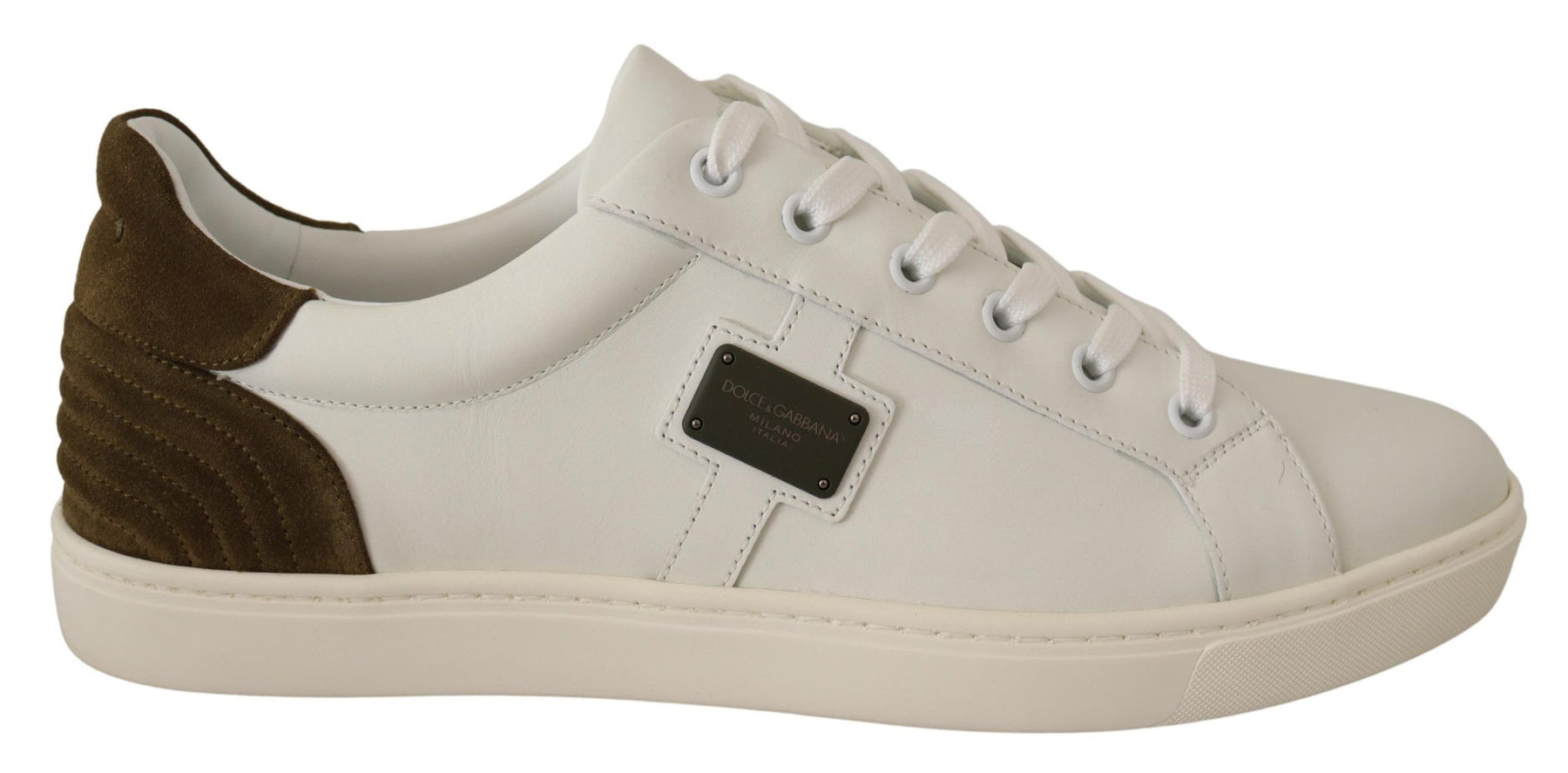 Dolce & Gabbana White Suede Leather Mens Low Tops Sneakers | Regal Royce