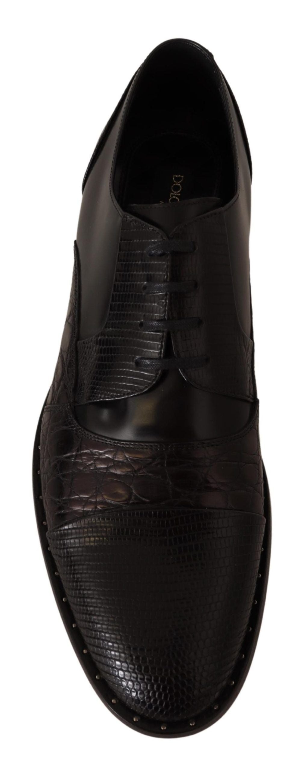 Dolce & Gabbana Black Leather Exotic Skins Formal Shoes | Regal Royce