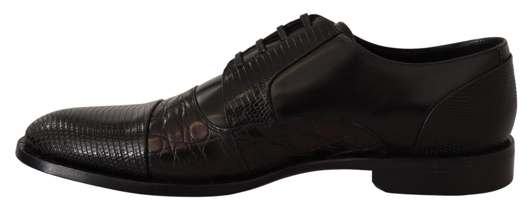 Dolce & Gabbana Black Leather Exotic Skins Formal Shoes | Regal Royce