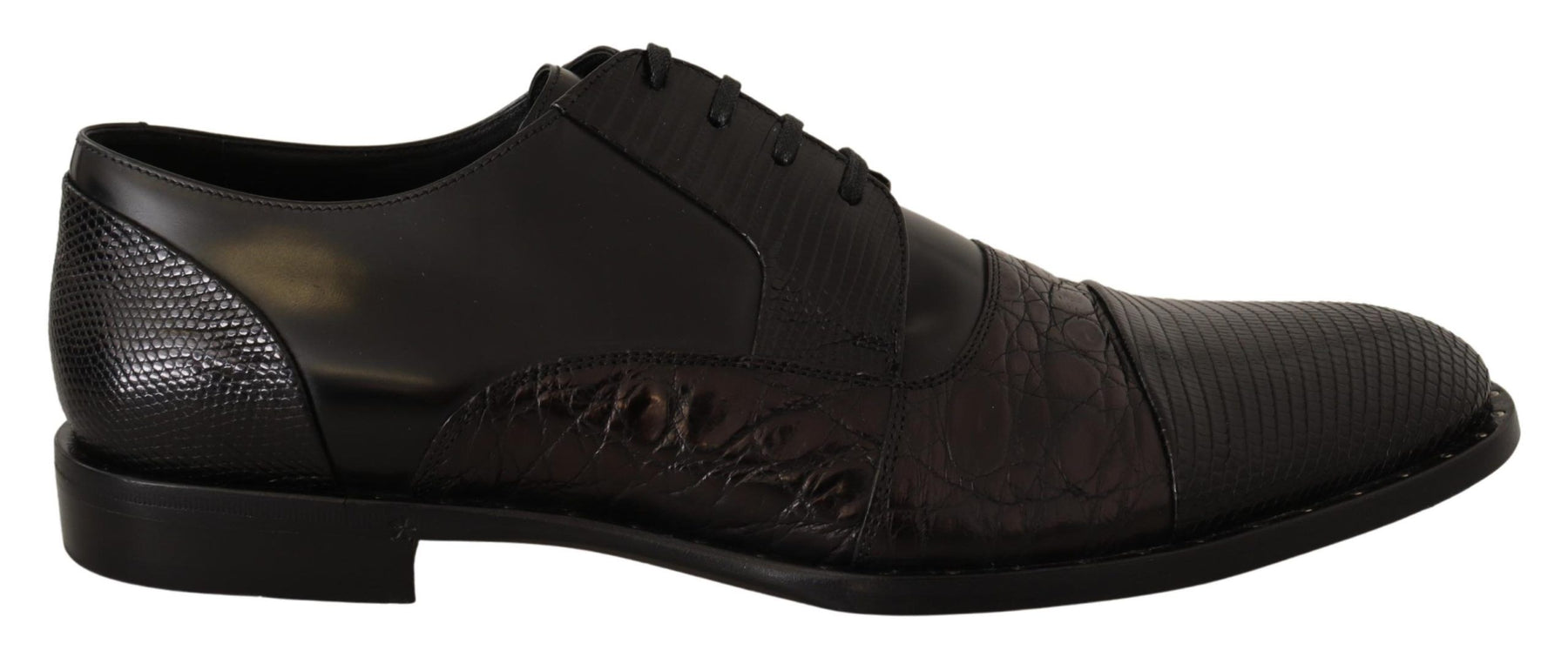 Dolce & Gabbana Black Leather Exotic Skins Formal Shoes | Regal Royce