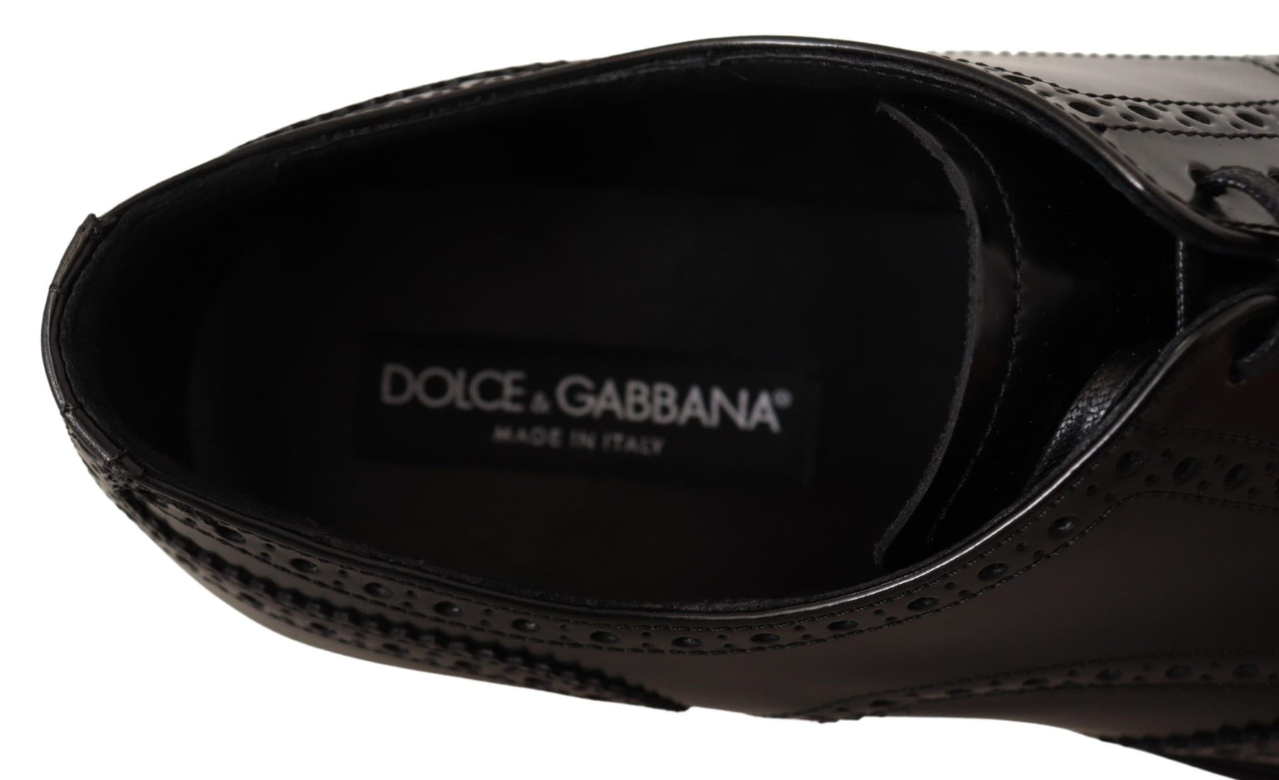Dolce & Gabbana Black Leather Oxford Wingtip Formal Shoes | Regal Royce