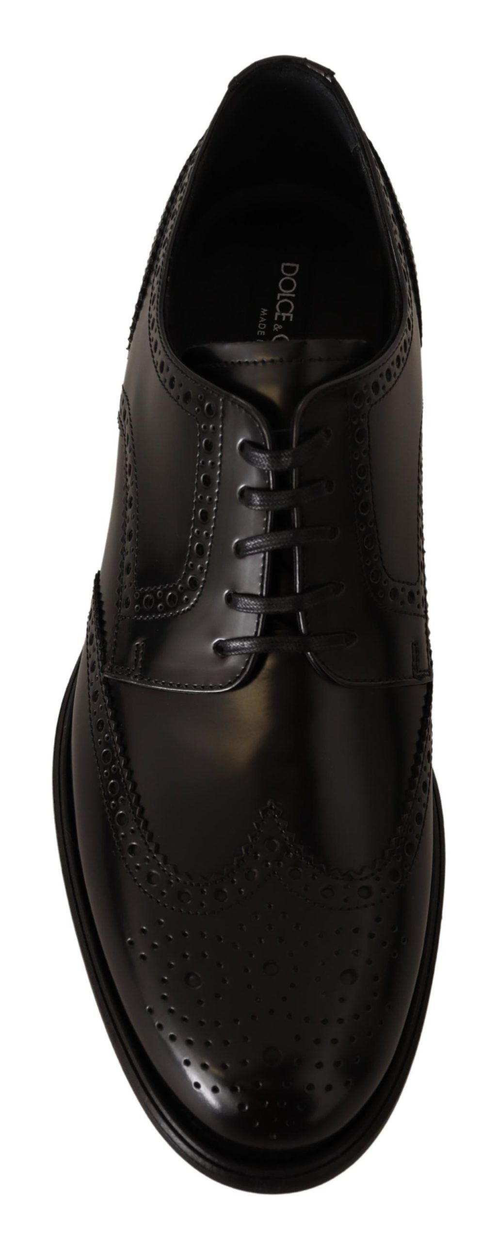 Dolce & Gabbana Black Leather Oxford Wingtip Formal Shoes | Regal Royce