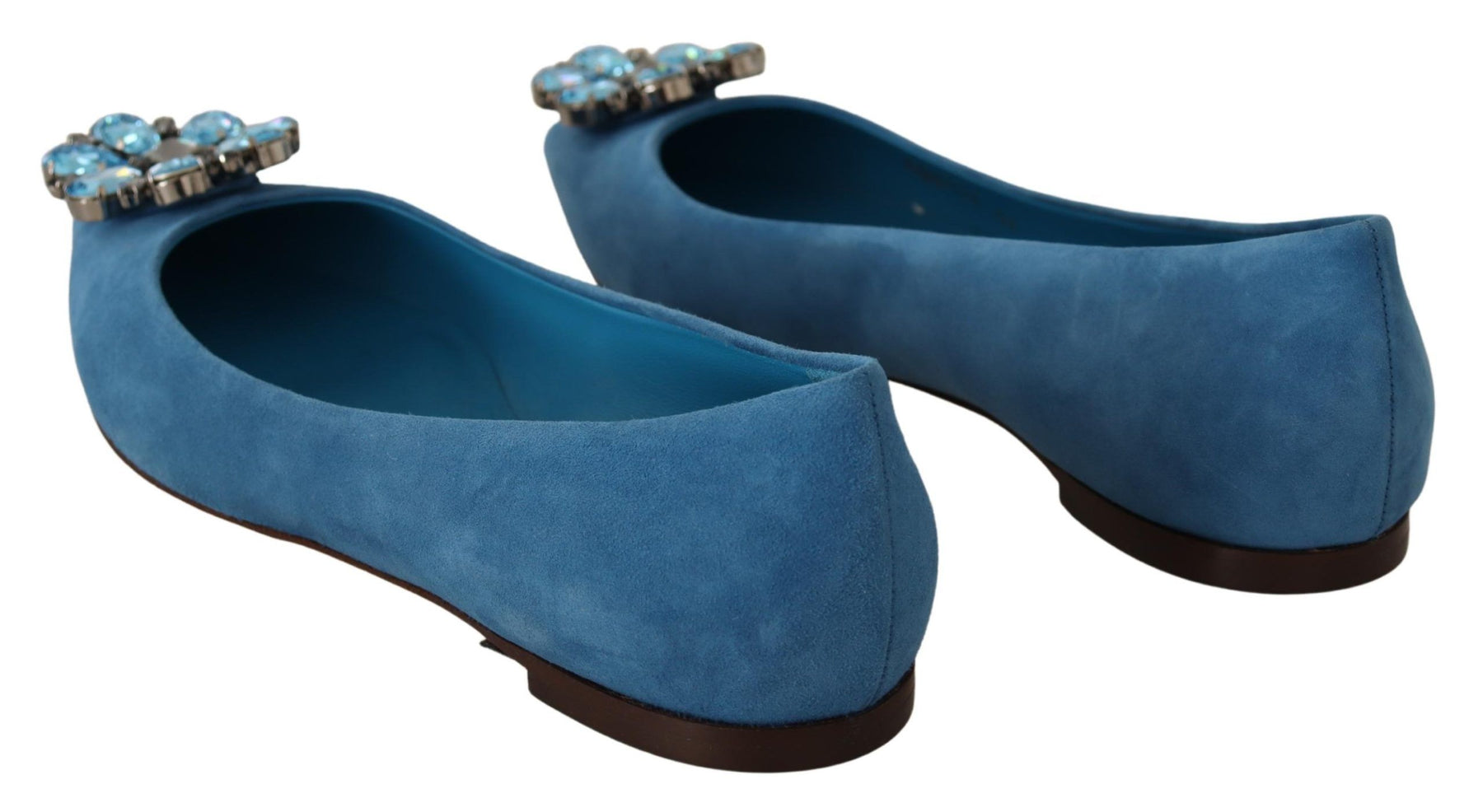 Dolce & Gabbana Blue Suede Crystals Loafers Flats Shoes | Regal Royce