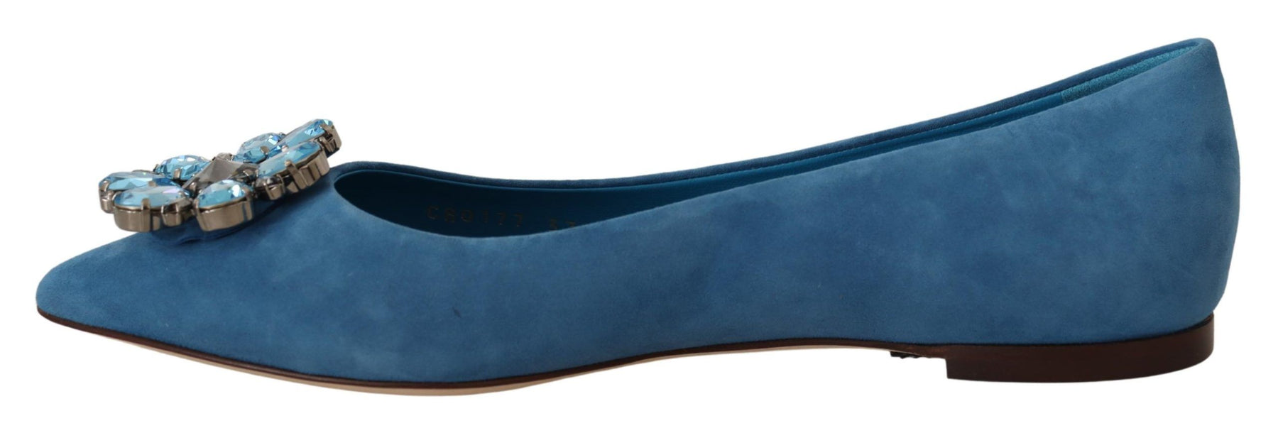 Dolce & Gabbana Blue Suede Crystals Loafers Flats Shoes | Regal Royce