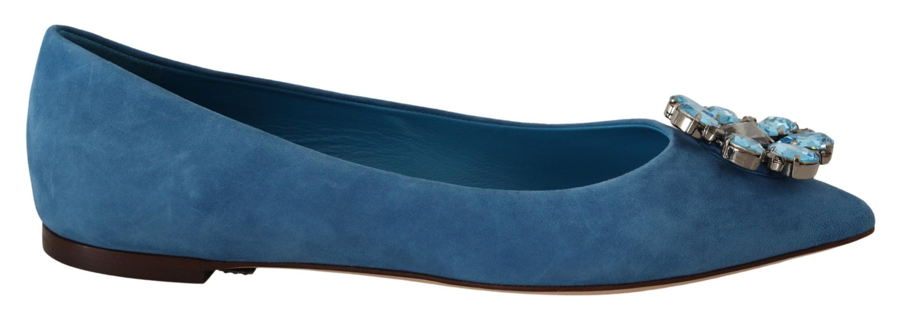Dolce & Gabbana Blue Suede Crystals Loafers Flats Shoes | Regal Royce