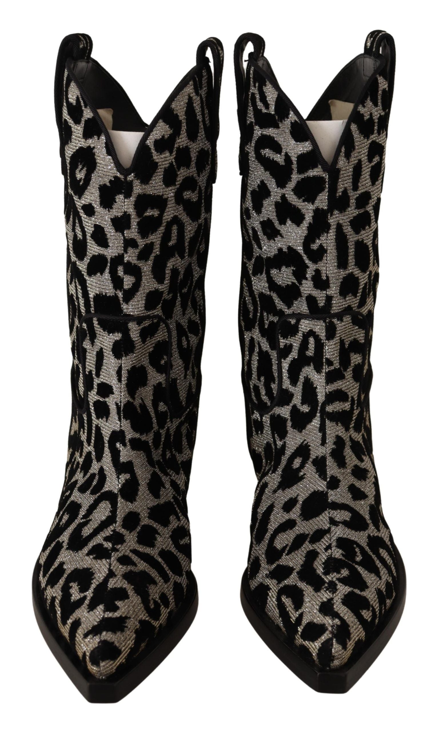 Dolce & Gabbana Gray Black Leopard Cowboy Boots Shoes | Regal Royce