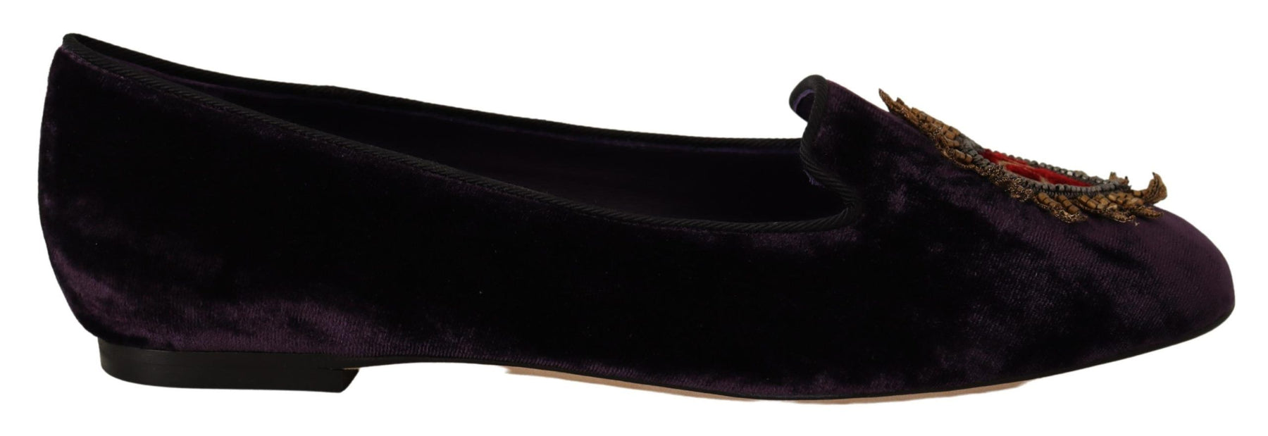 Dolce & Gabbana Purple Velvet DG Heart Loafers Flats Shoes | Regal Royce