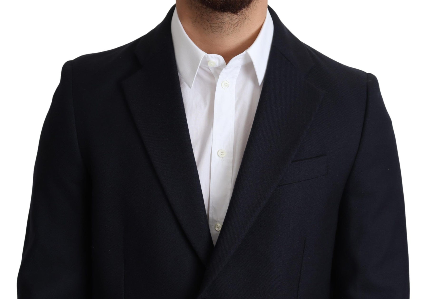 Dolce & Gabbana Dark Blue Wool Single Breasted Coat Jacket | Regal Royce