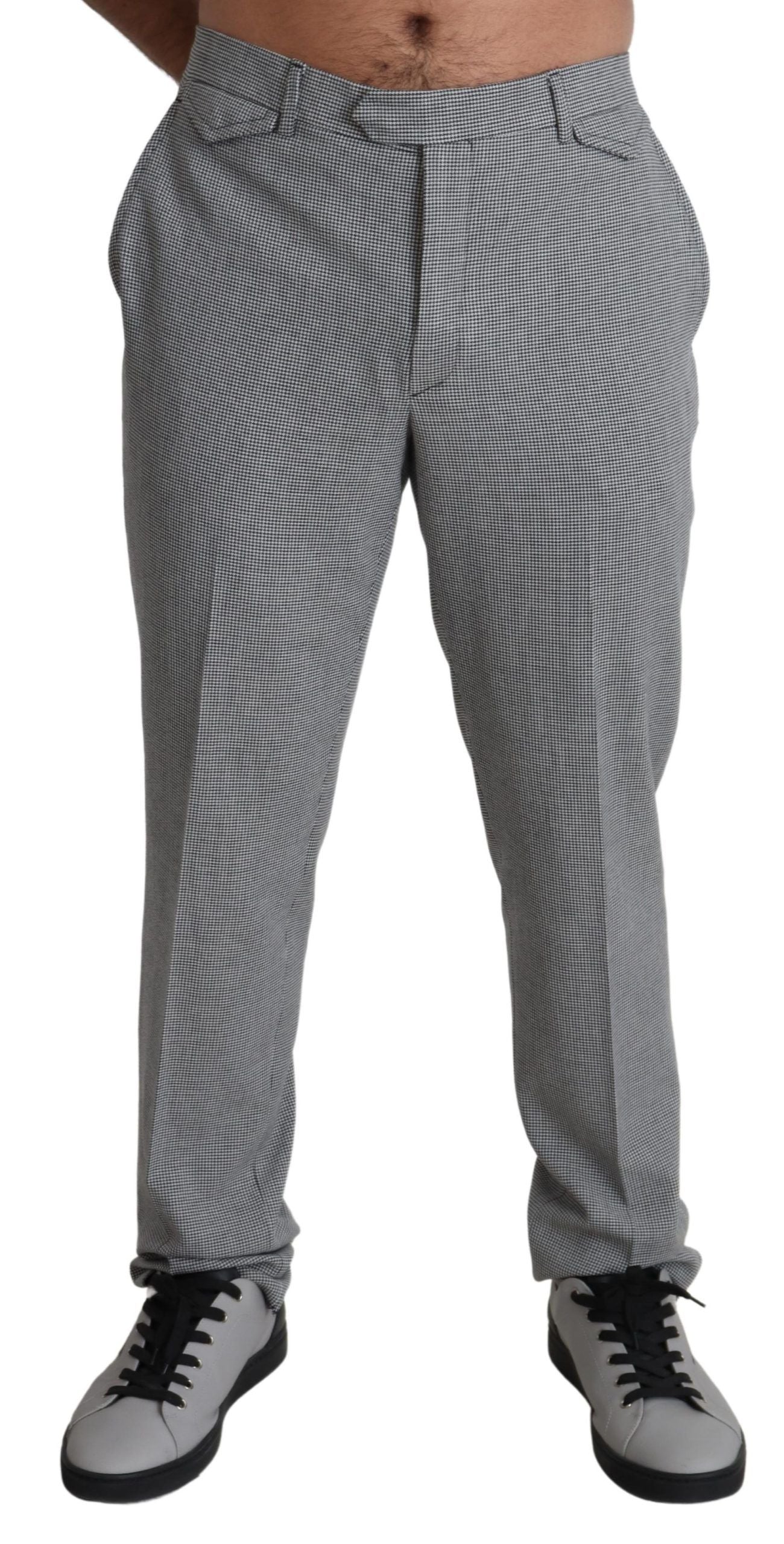 BENCIVENGA Gray Wool Checkered Dress Men Formal Trouser Pants | Regal Royce