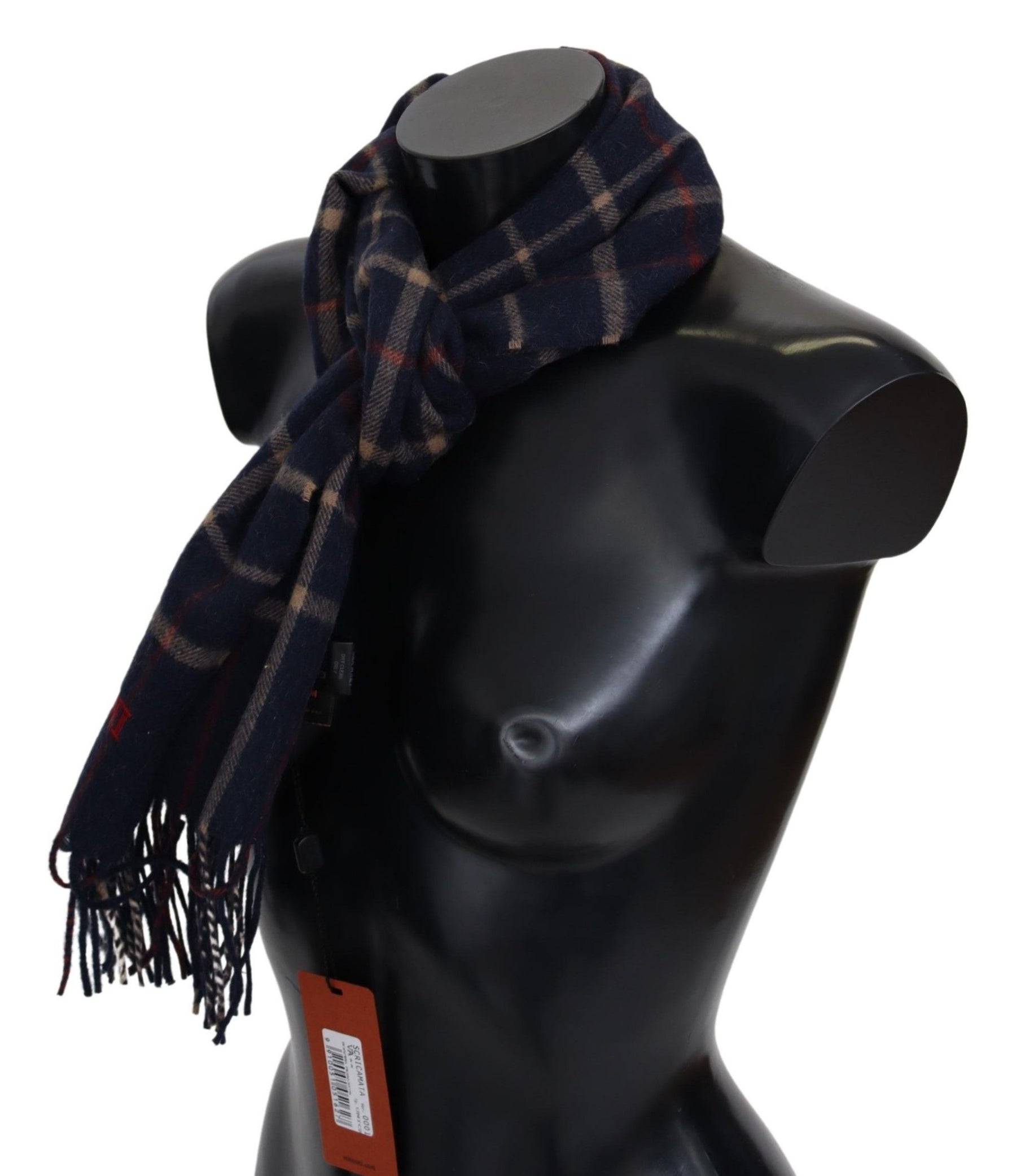 Missoni Black Checkered Unisex Neck Wrap Fringes Scarf | Regal Royce