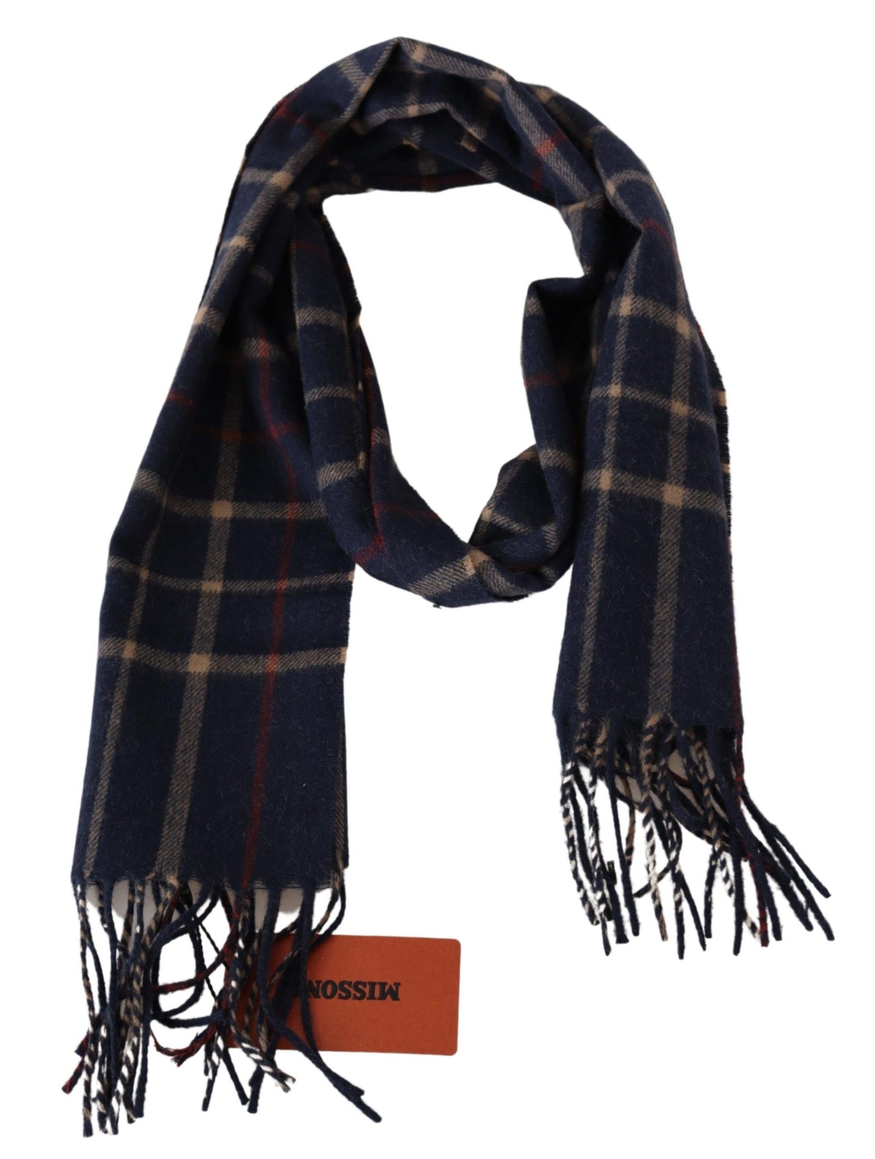 Missoni Black Checkered Unisex Neck Wrap Fringes Scarf | Regal Royce
