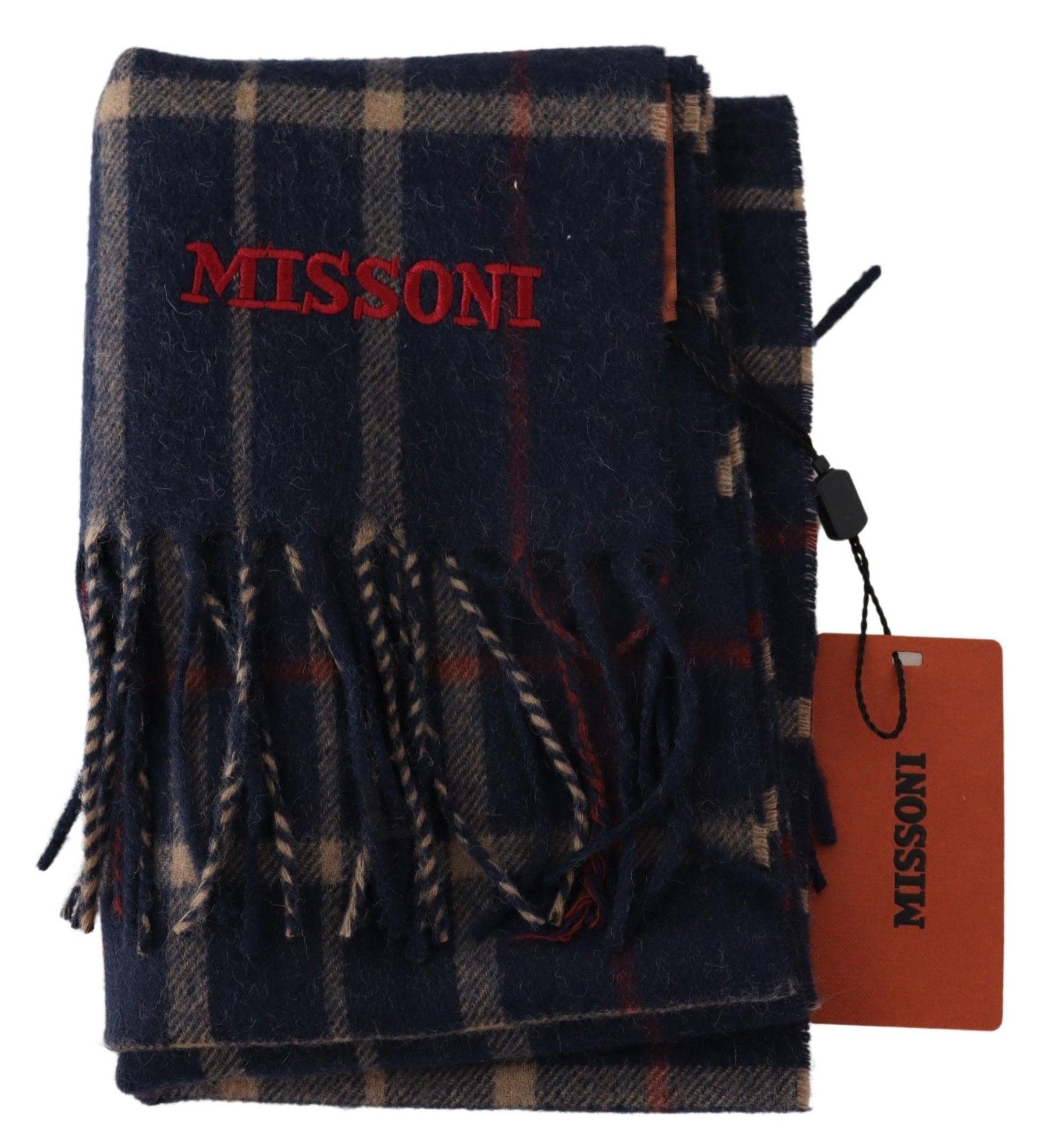 Missoni Black Checkered Unisex Neck Wrap Fringes Scarf | Regal Royce