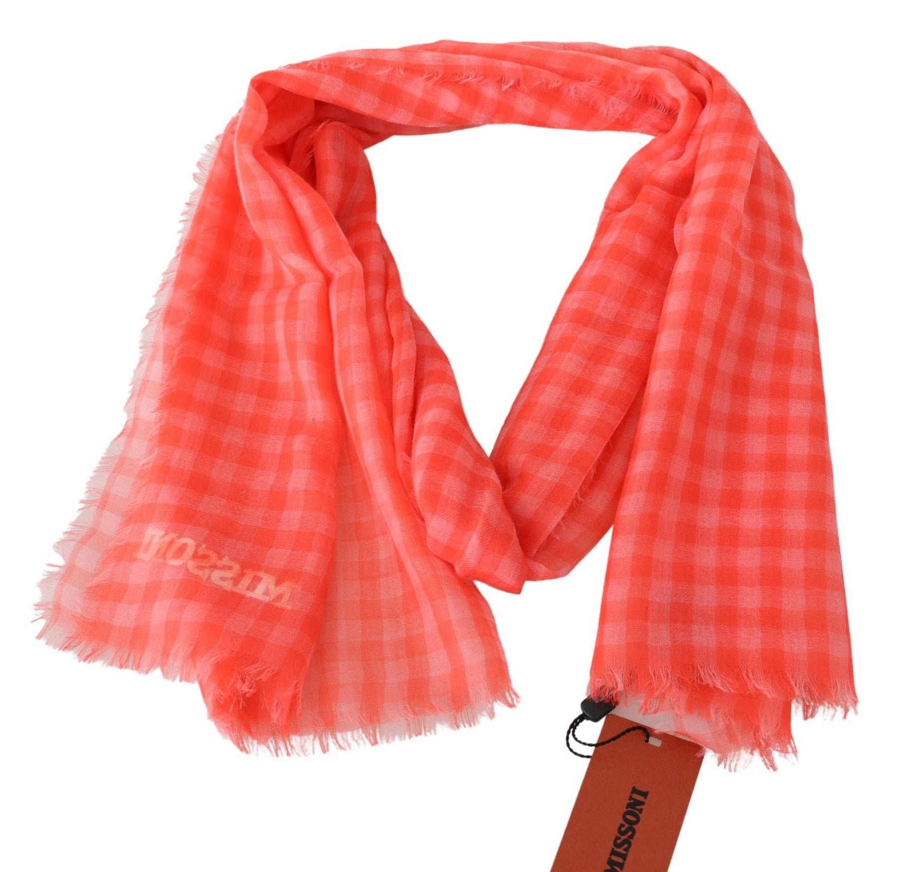 Missoni Orange Check Cashmere Unisex Wrap Fringes Scarf | Regal Royce