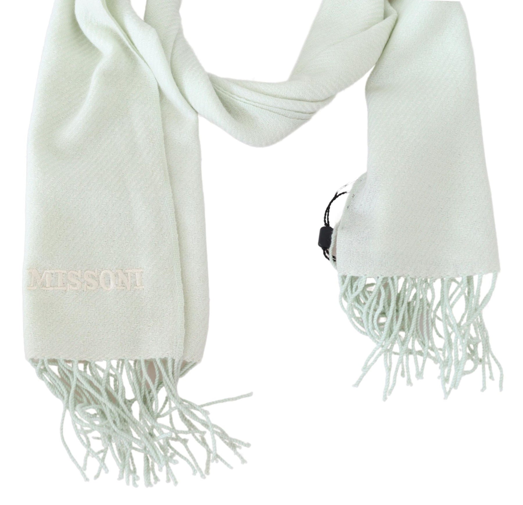 Missoni Light Green Pattern Cashmere Unisex Wrap Fringes Scarf | Regal Royce