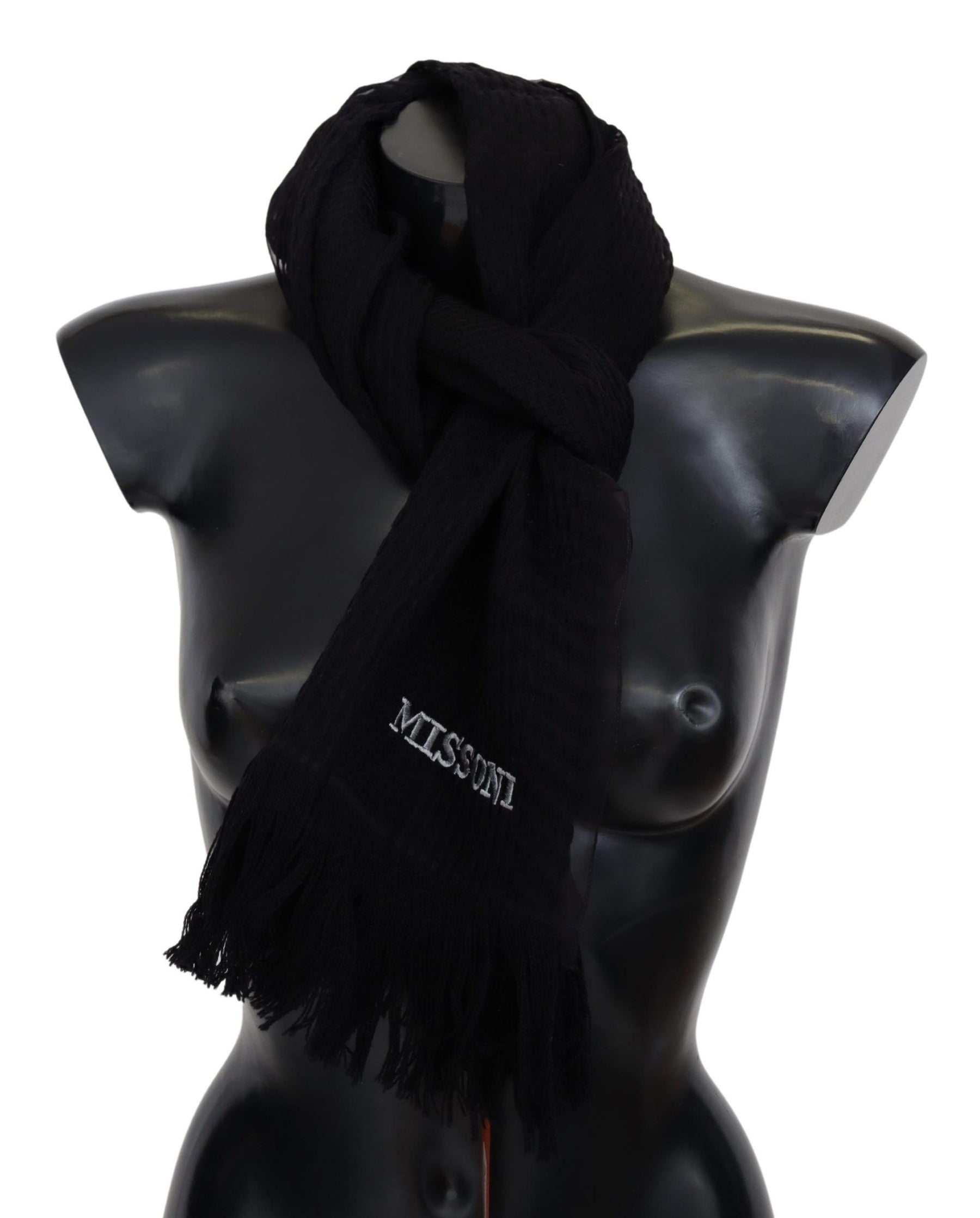 Missoni Black Wool Unisex Neck Warmer Wrap Scarf | Regal Royce