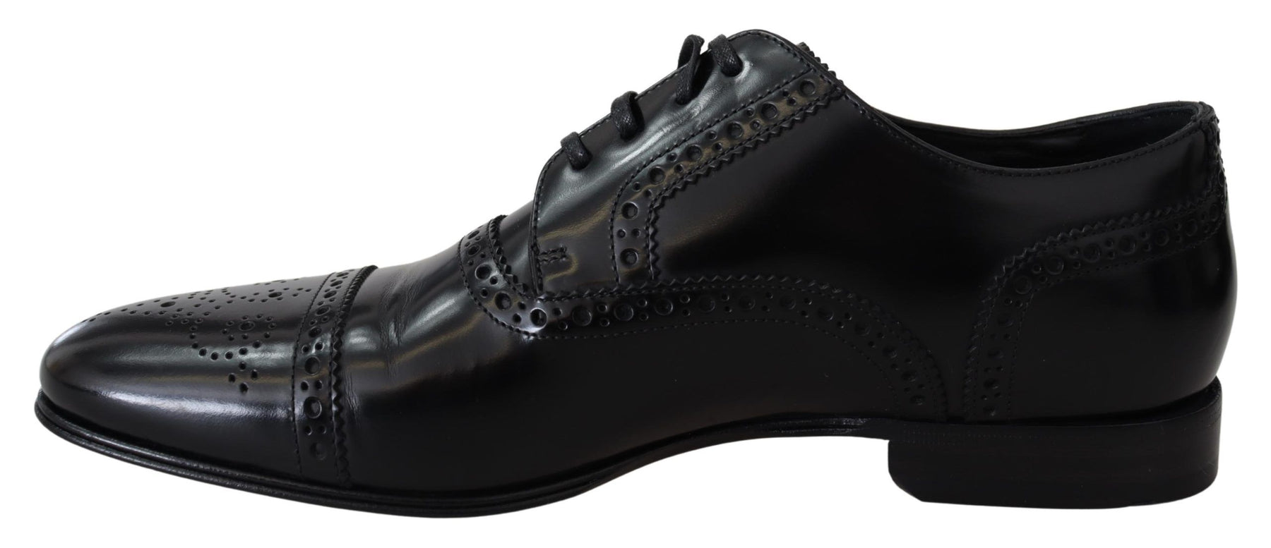 Dolce & Gabbana Black Leather Men Derby Formal Loafers Shoes | Regal Royce