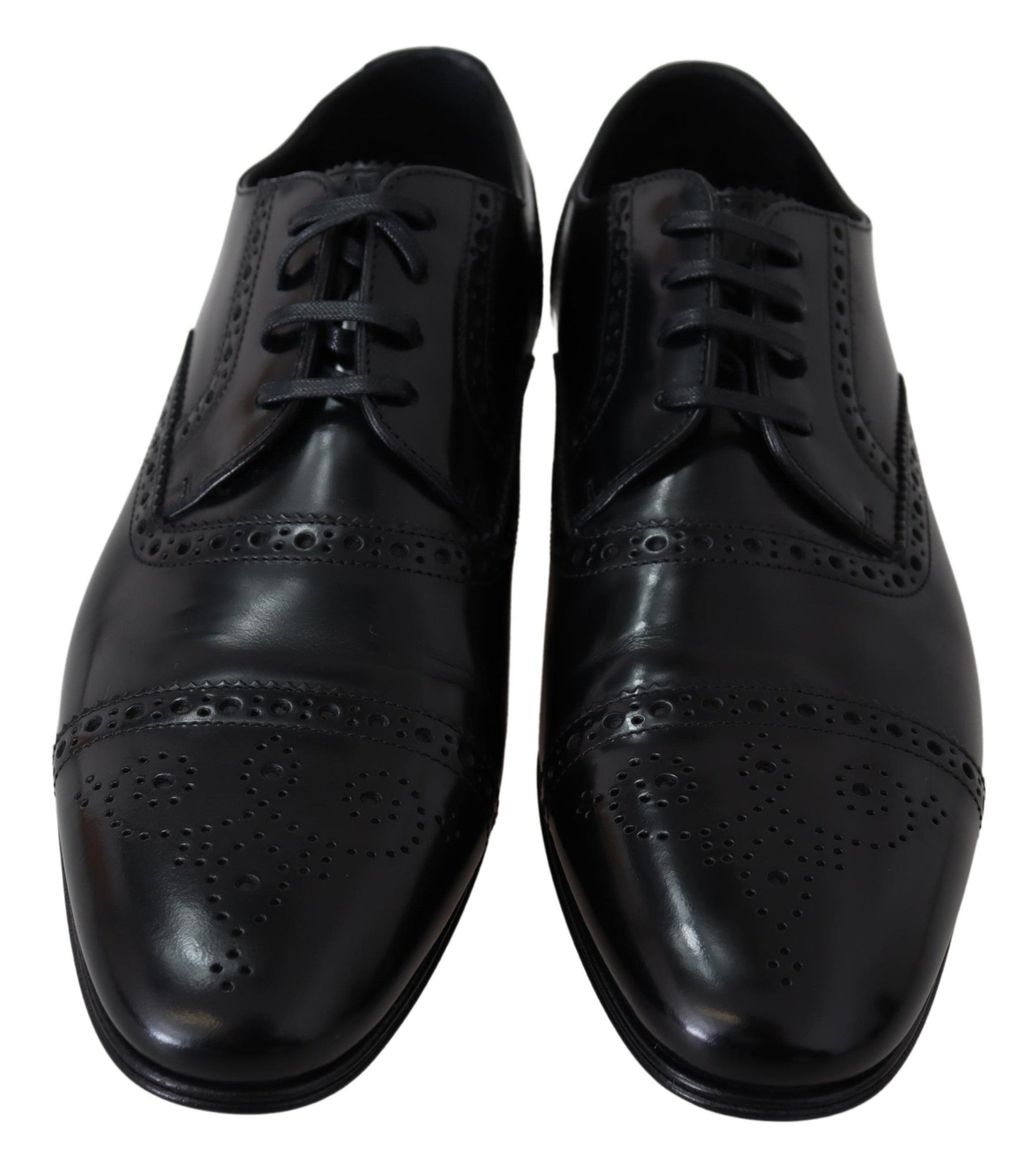Dolce & Gabbana Black Leather Men Derby Formal Loafers Shoes | Regal Royce