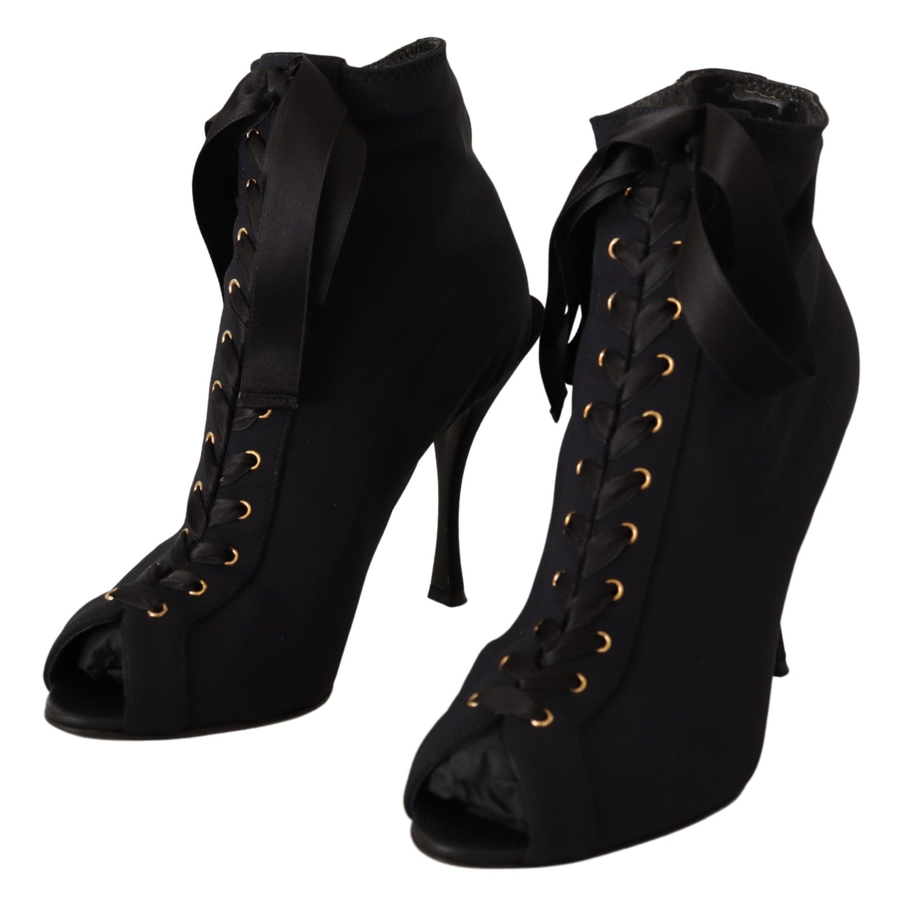 Dolce & Gabbana Black Stretch Short Ankle Boots Shoes | Regal Royce