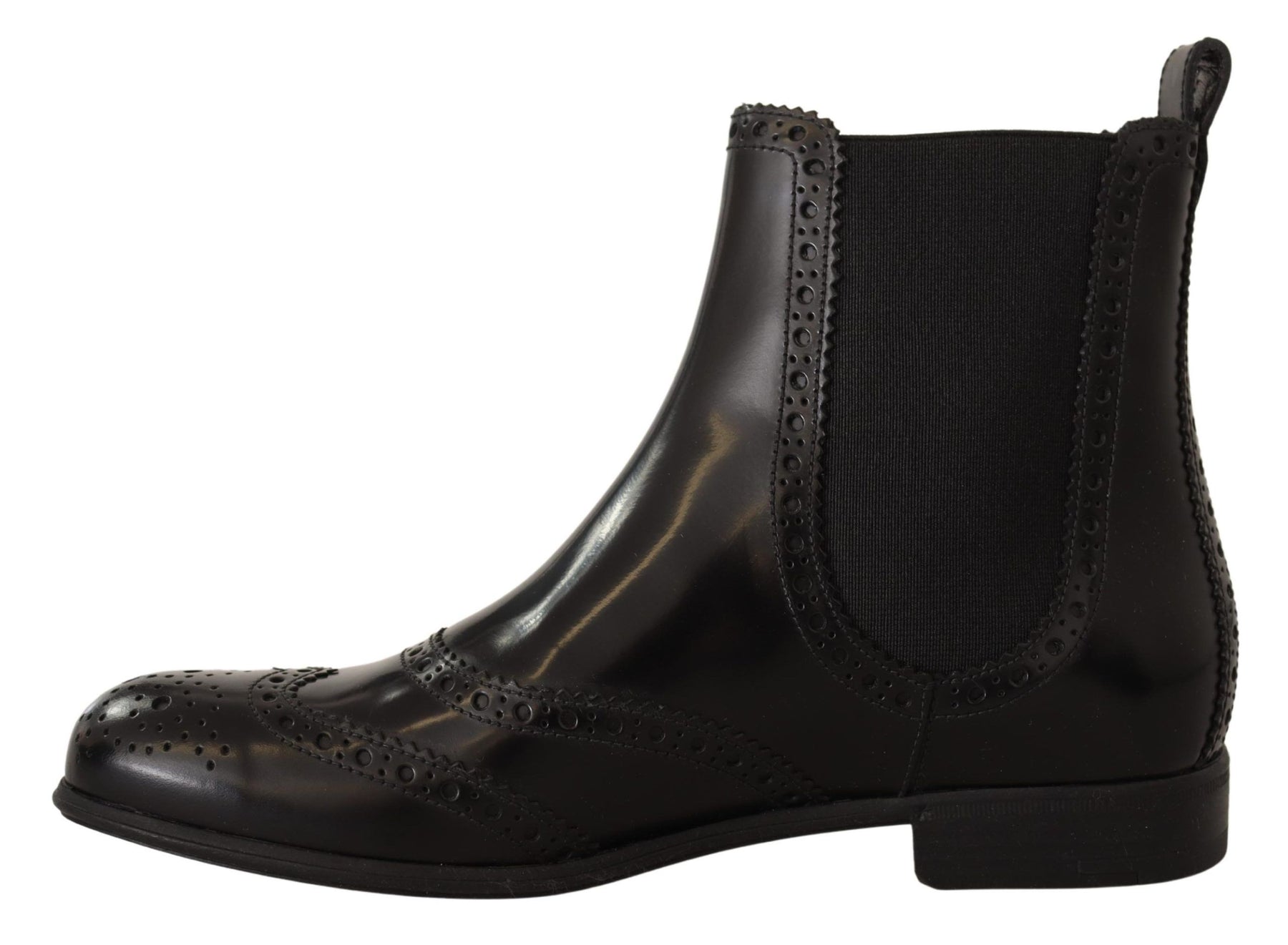 Dolce & Gabbana Black Leather Ankle High Flat Boots Shoes | Regal Royce