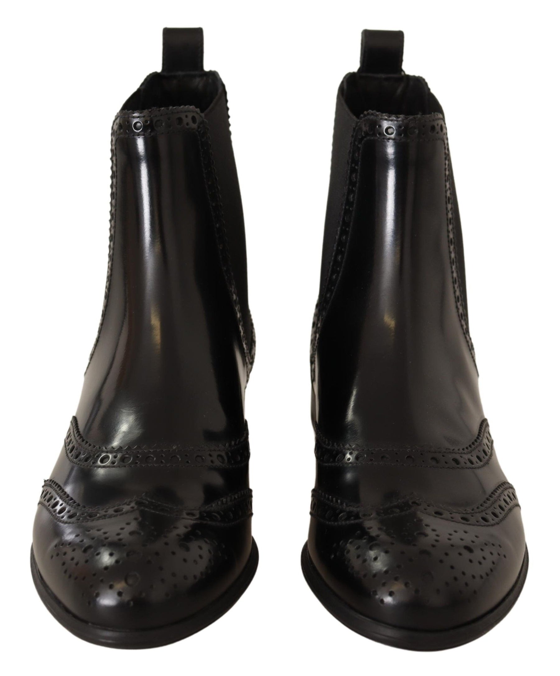 Dolce & Gabbana Black Leather Ankle High Flat Boots Shoes | Regal Royce