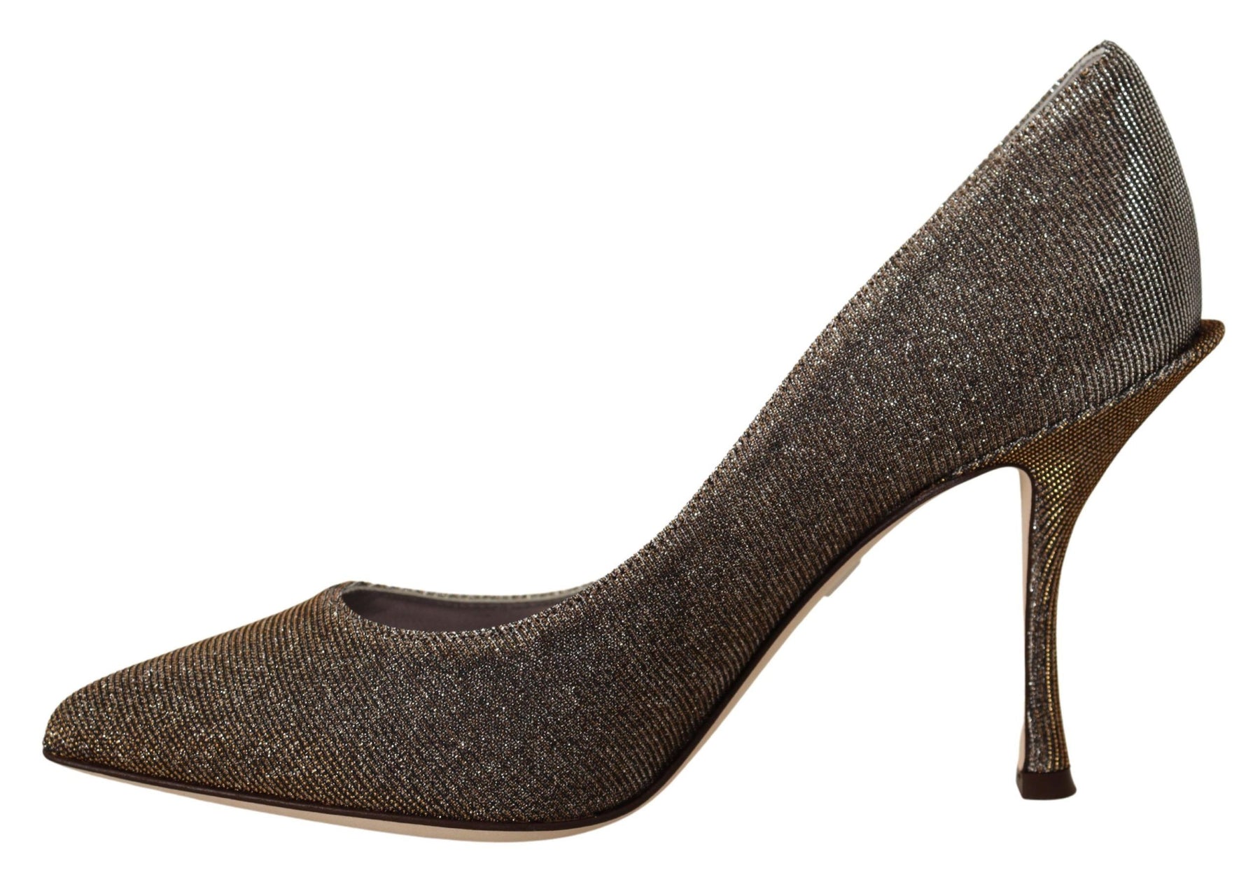 Dolce & Gabbana Gold Silver Fabric Heels Pumps Shoes | Regal Royce