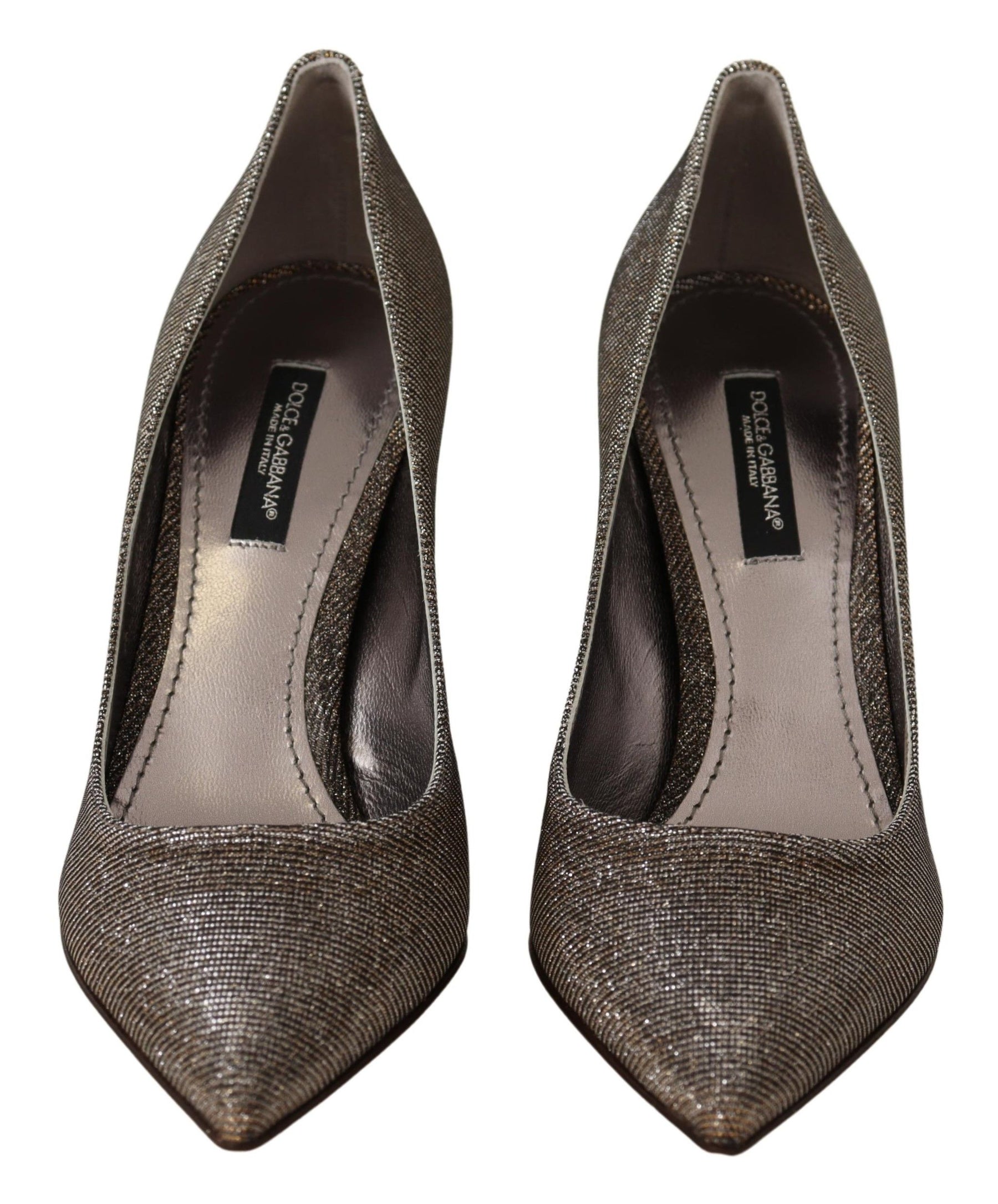 Dolce & Gabbana Gold Silver Fabric Heels Pumps Shoes | Regal Royce