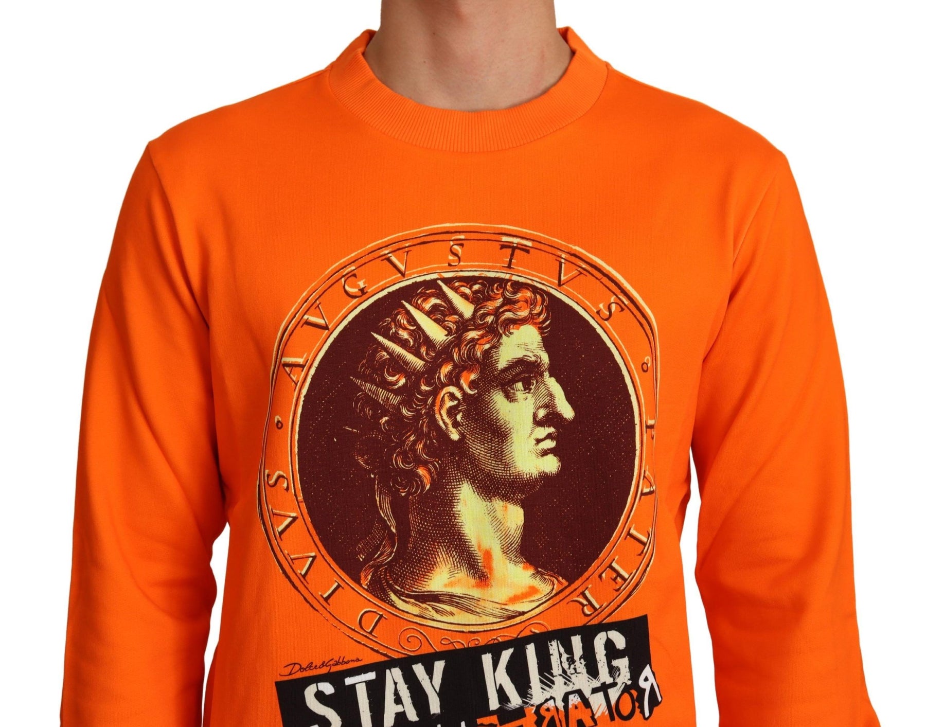 Dolce & Gabbana Orange King Ceasar Cotton Pullover Sweater | Regal Royce