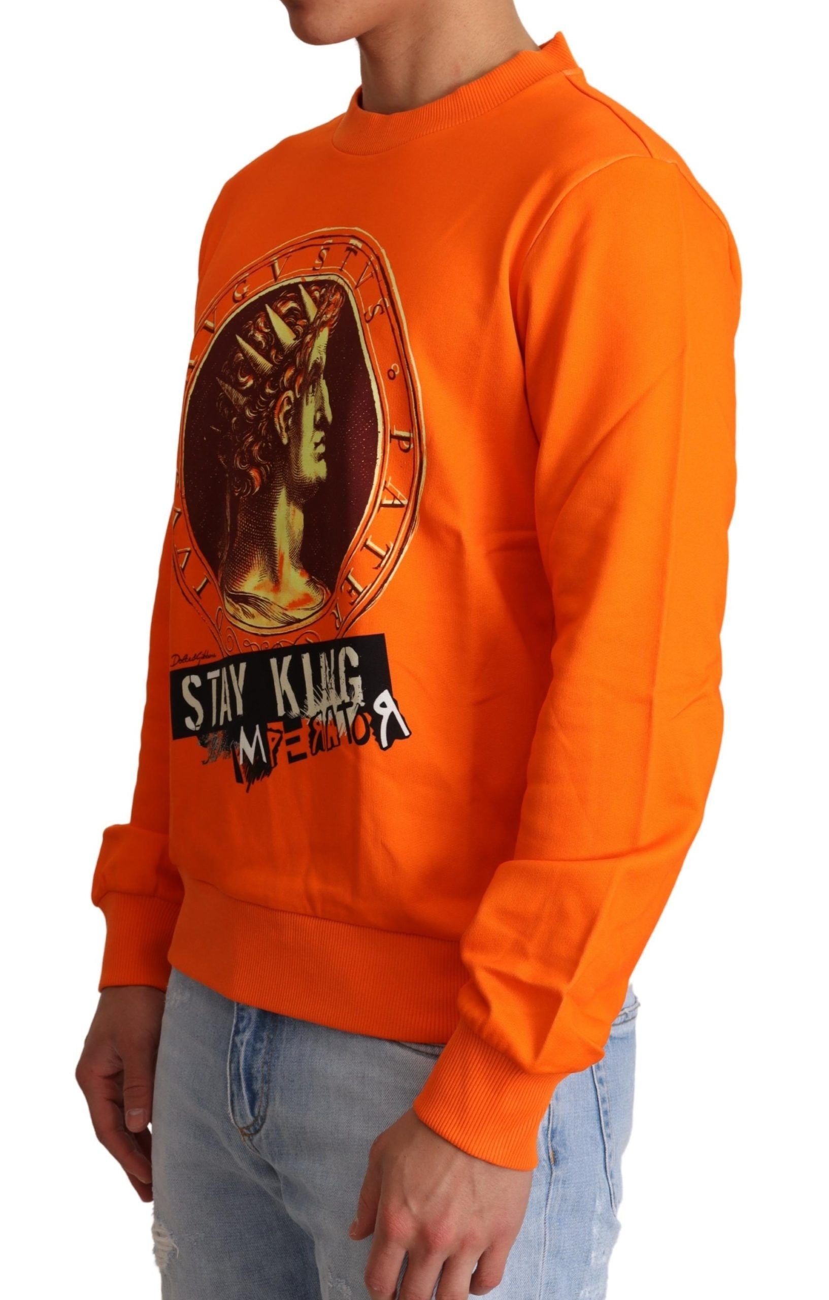 Dolce & Gabbana Orange King Ceasar Cotton Pullover Sweater | Regal Royce