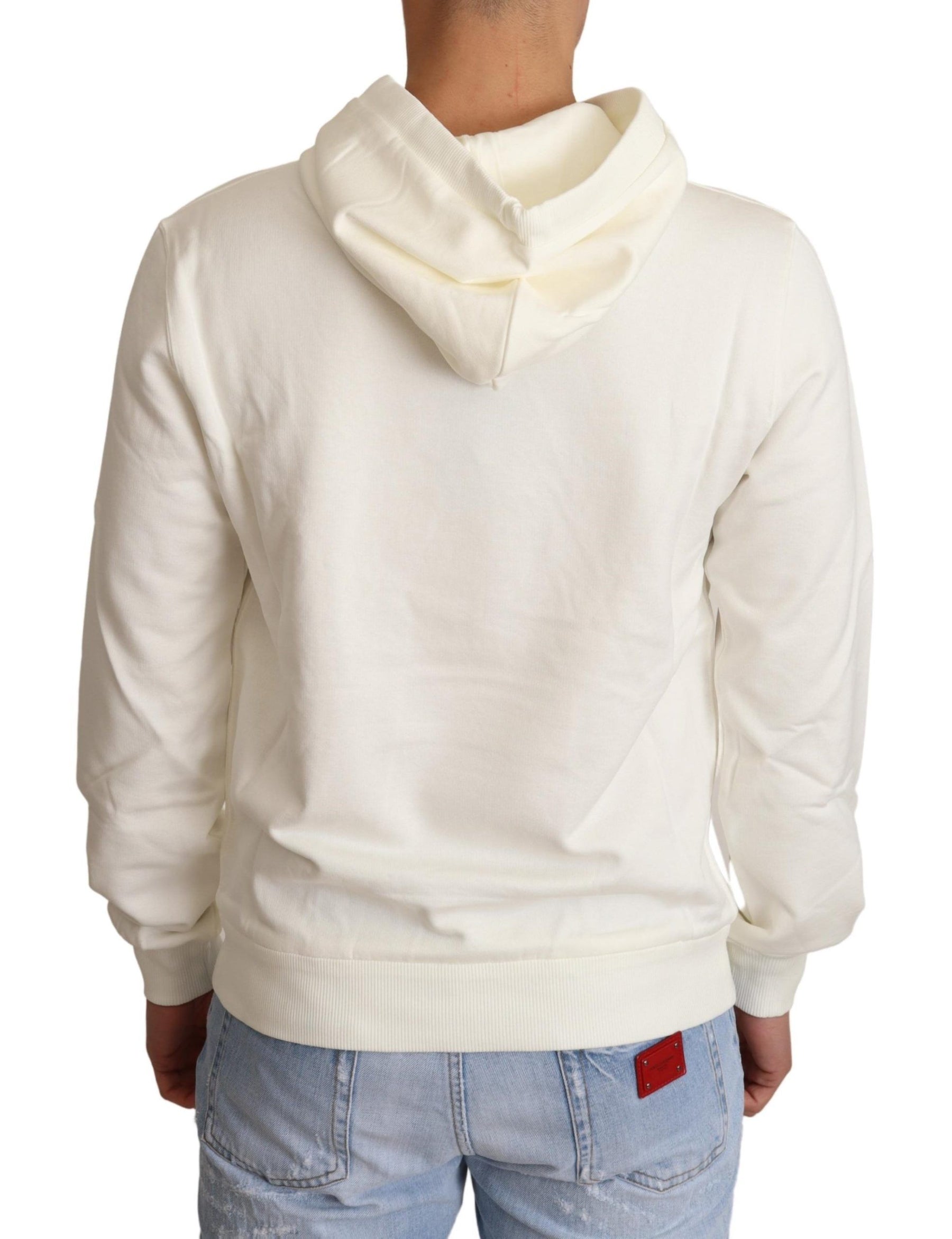 Dolce & Gabbana White King Ceasar Cotton Hooded Sweater | Regal Royce