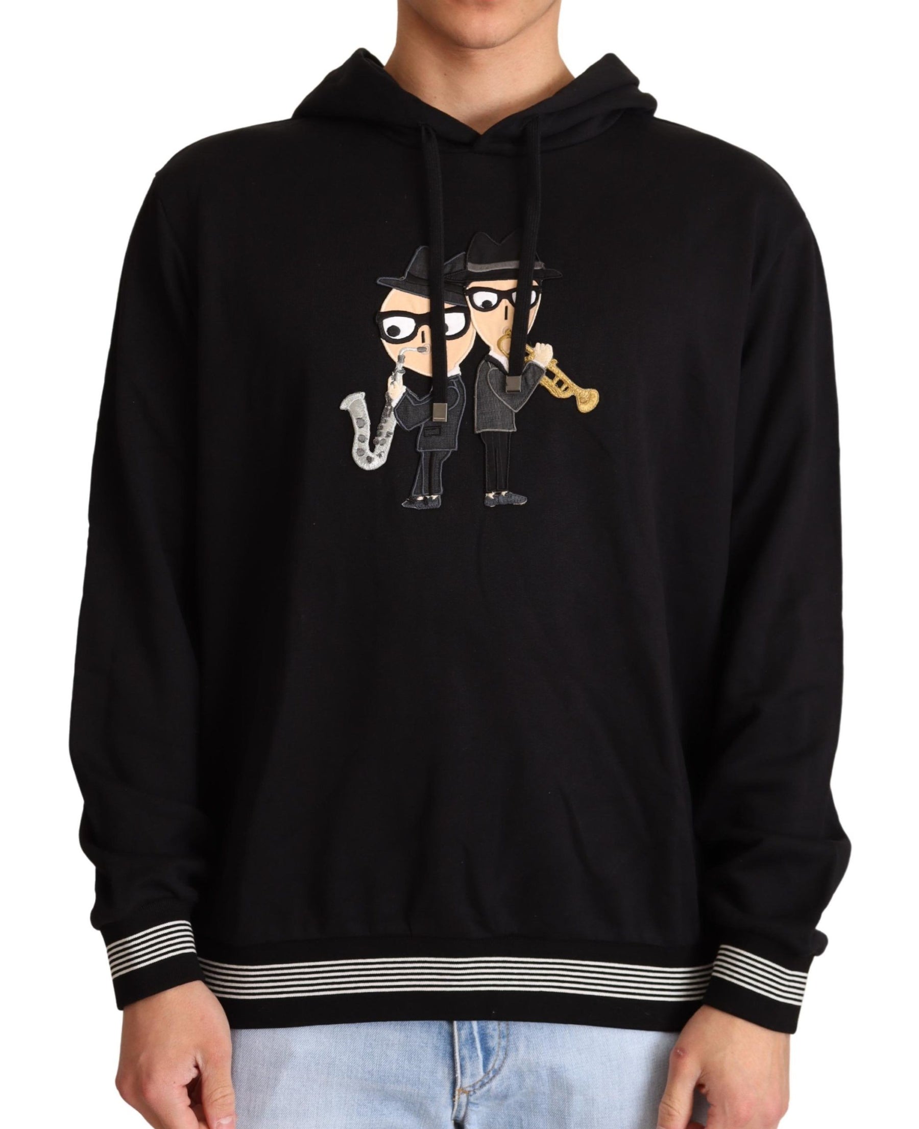 Dolce & Gabbana Black Cotton Hooded #dgfamily Sweater | Regal Royce