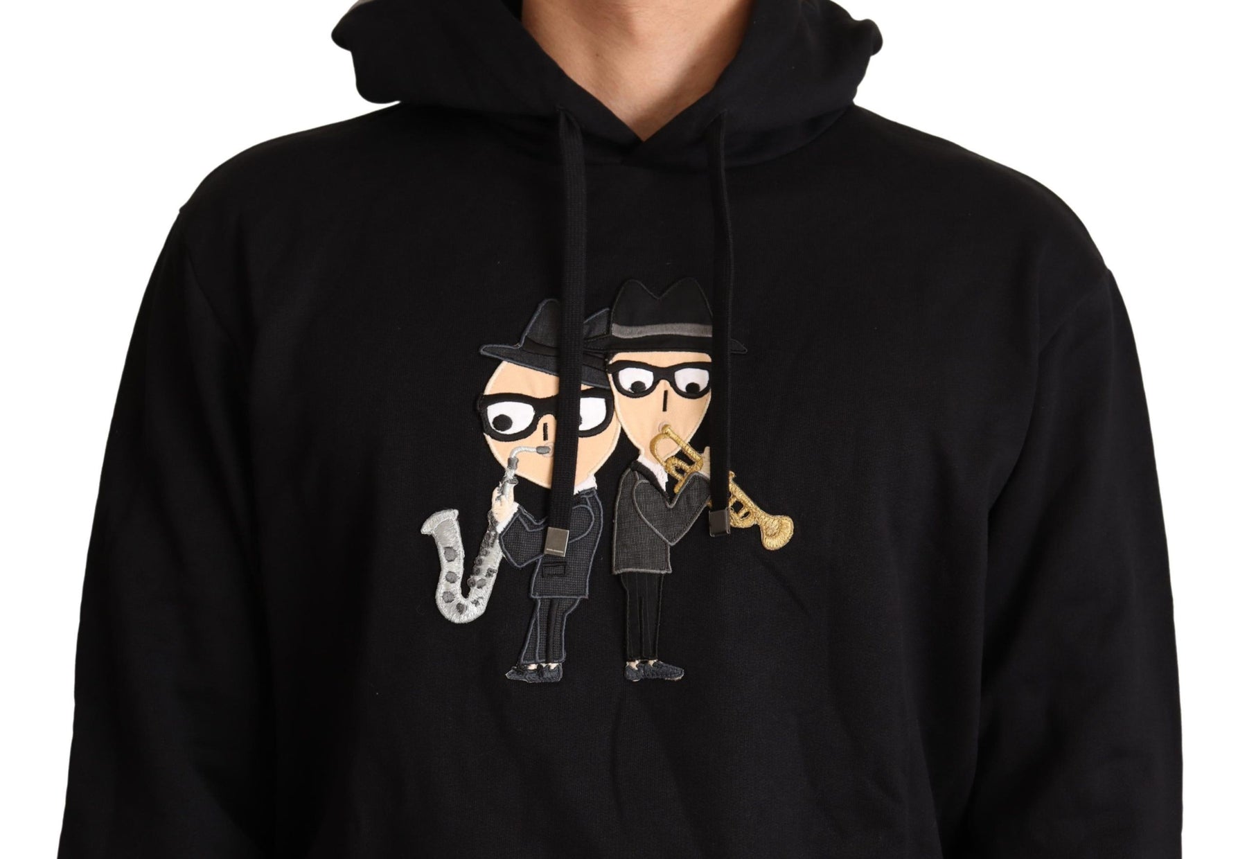 Dolce & Gabbana Black Cotton Hooded #dgfamily Sweater | Regal Royce