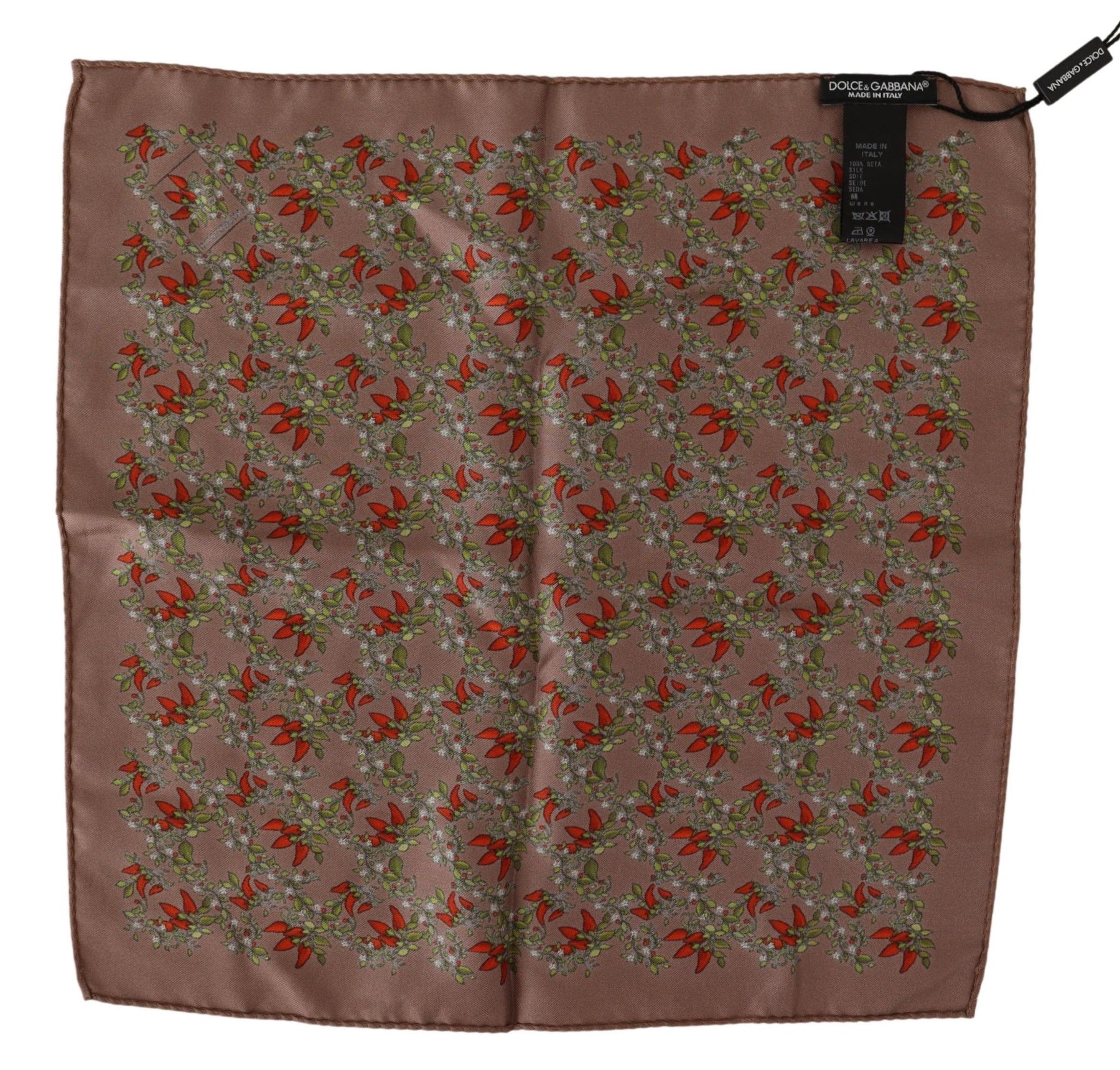 Dolce & Gabbana Brown Carrots Print Silk Handkerchief | Regal Royce
