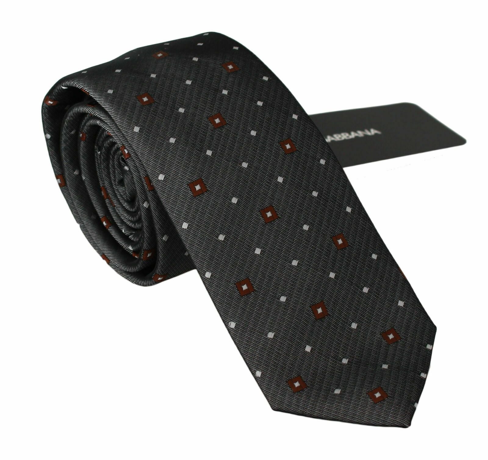 Dolce & Gabbana Gray Patterned Classic Mens Slim Necktie | Regal Royce