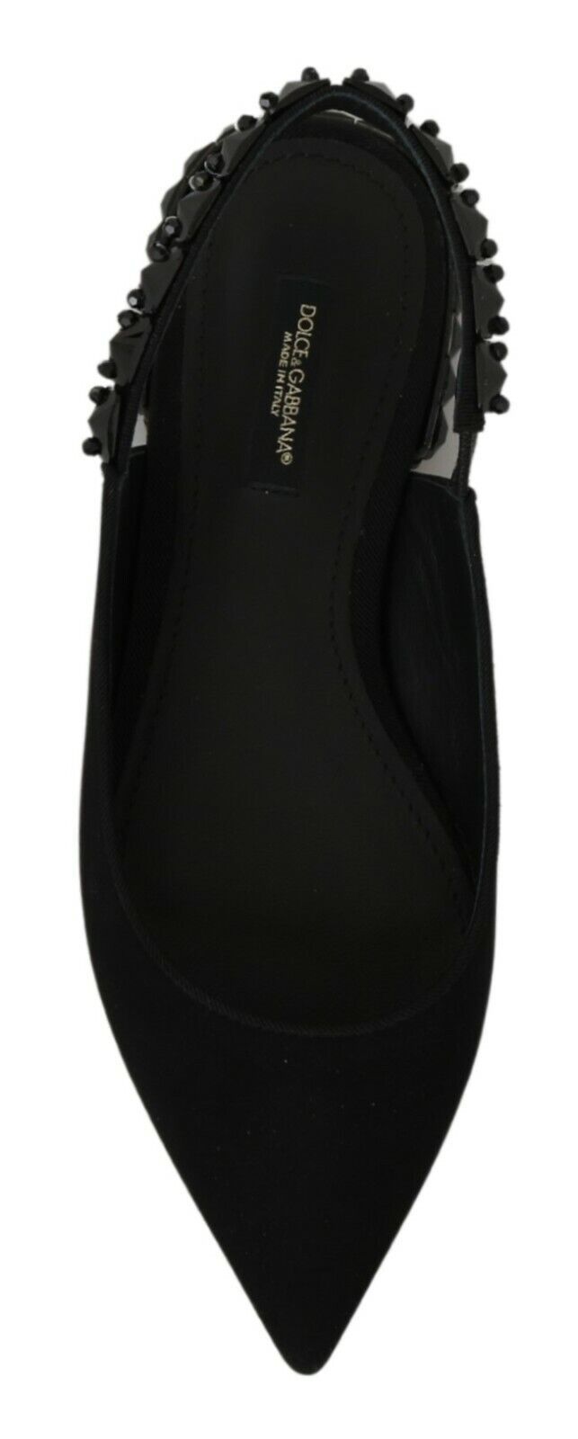 Dolce & Gabbana Black Flats Slingback Charmeuse Shoes | Regal Royce