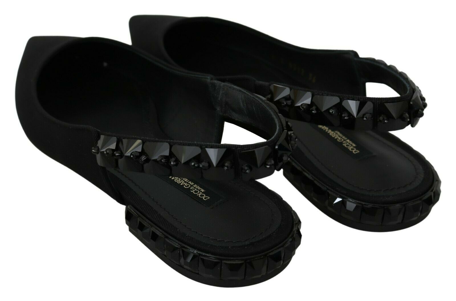 Dolce & Gabbana Black Flats Slingback Charmeuse Shoes | Regal Royce