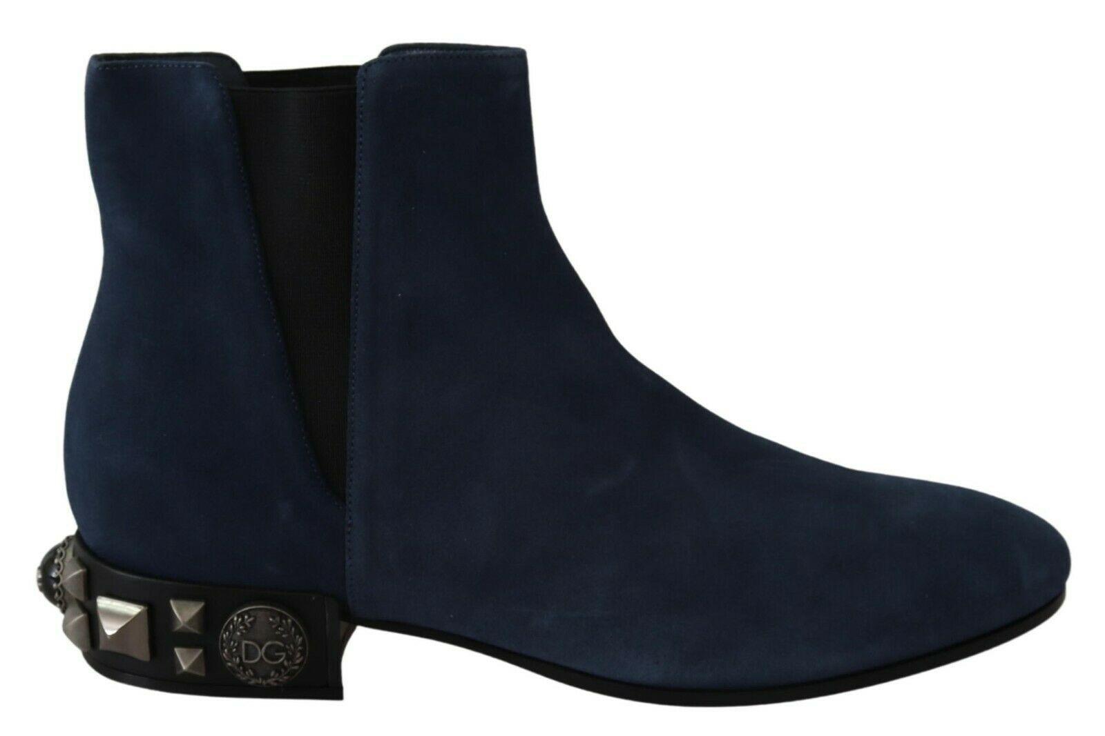 Dolce & Gabbana Blue Suede Embellished Studded Boots Shoes | Regal Royce