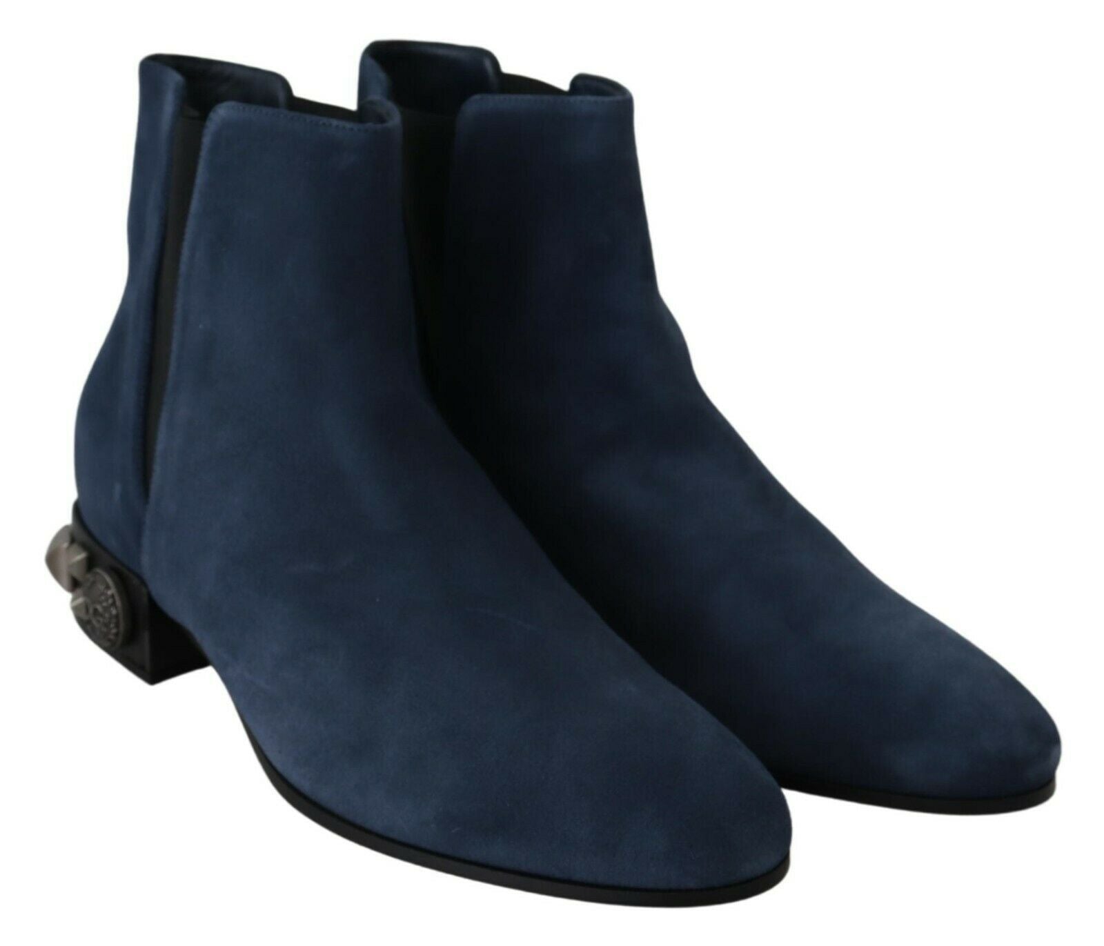 Dolce & Gabbana Blue Suede Embellished Studded Boots Shoes | Regal Royce