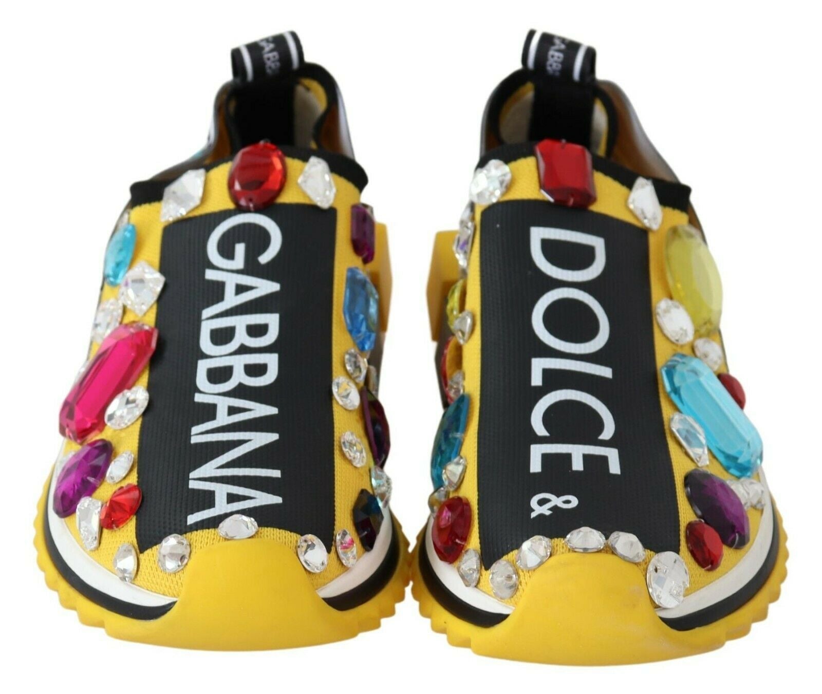 Dolce & Gabbana Yellow Multicolor Crystals Sneakers Shoes