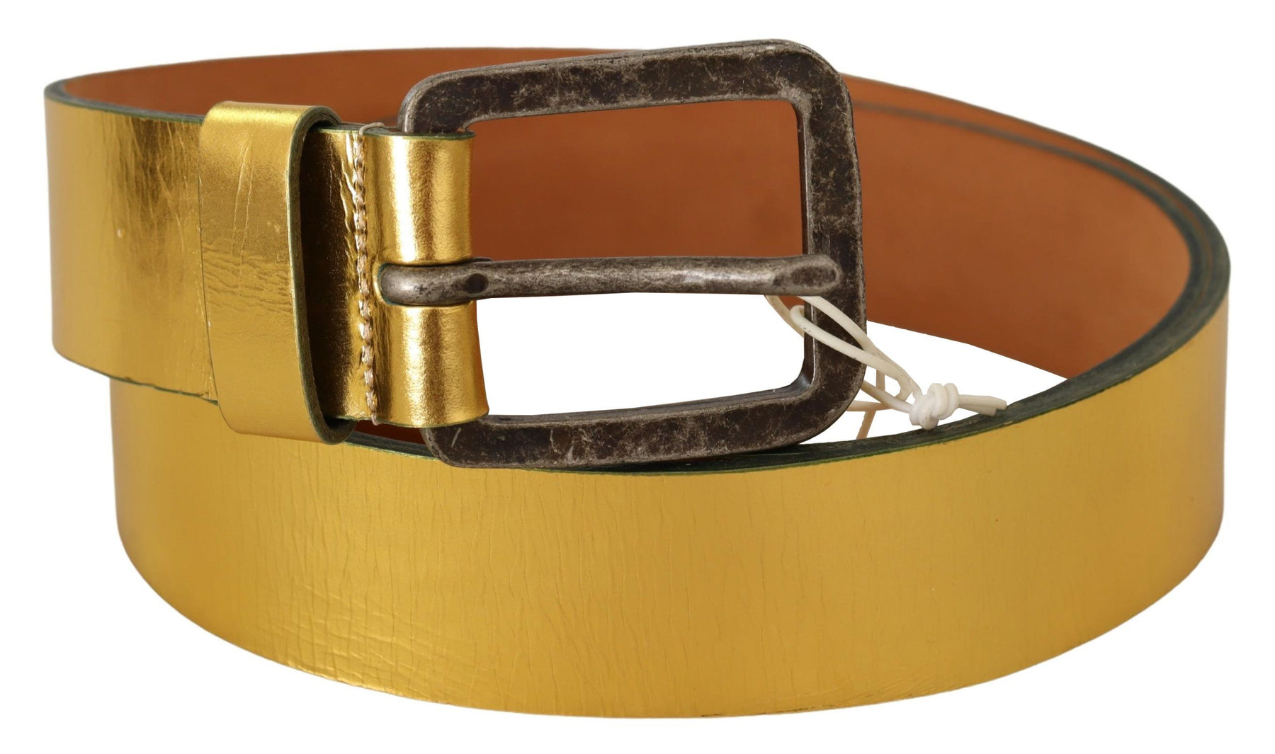 John Galliano Gold Genuine Leather Rustic Silver Buckle Waist Belt | Regal Royce