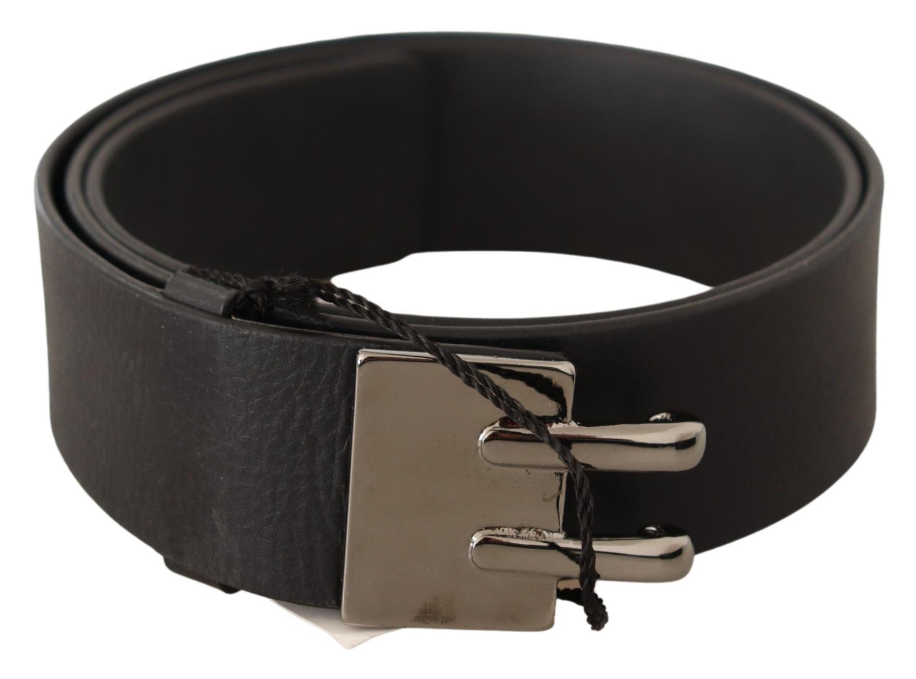 Costume National Black Leather Silver Buckle Waist Belt | Regal Royce